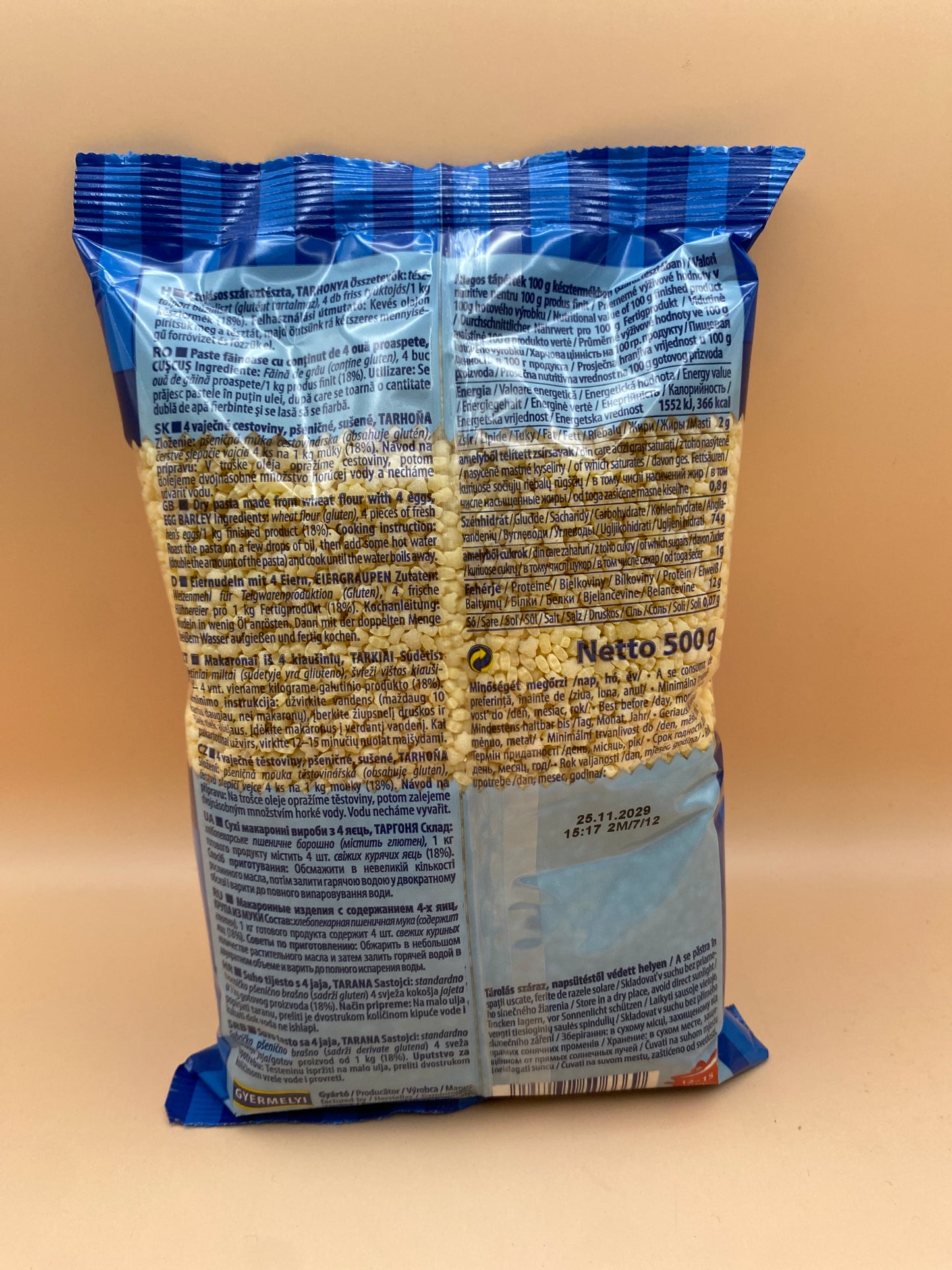 Gyermelyi 4 tojásos száraztészta Tarhonya 500g