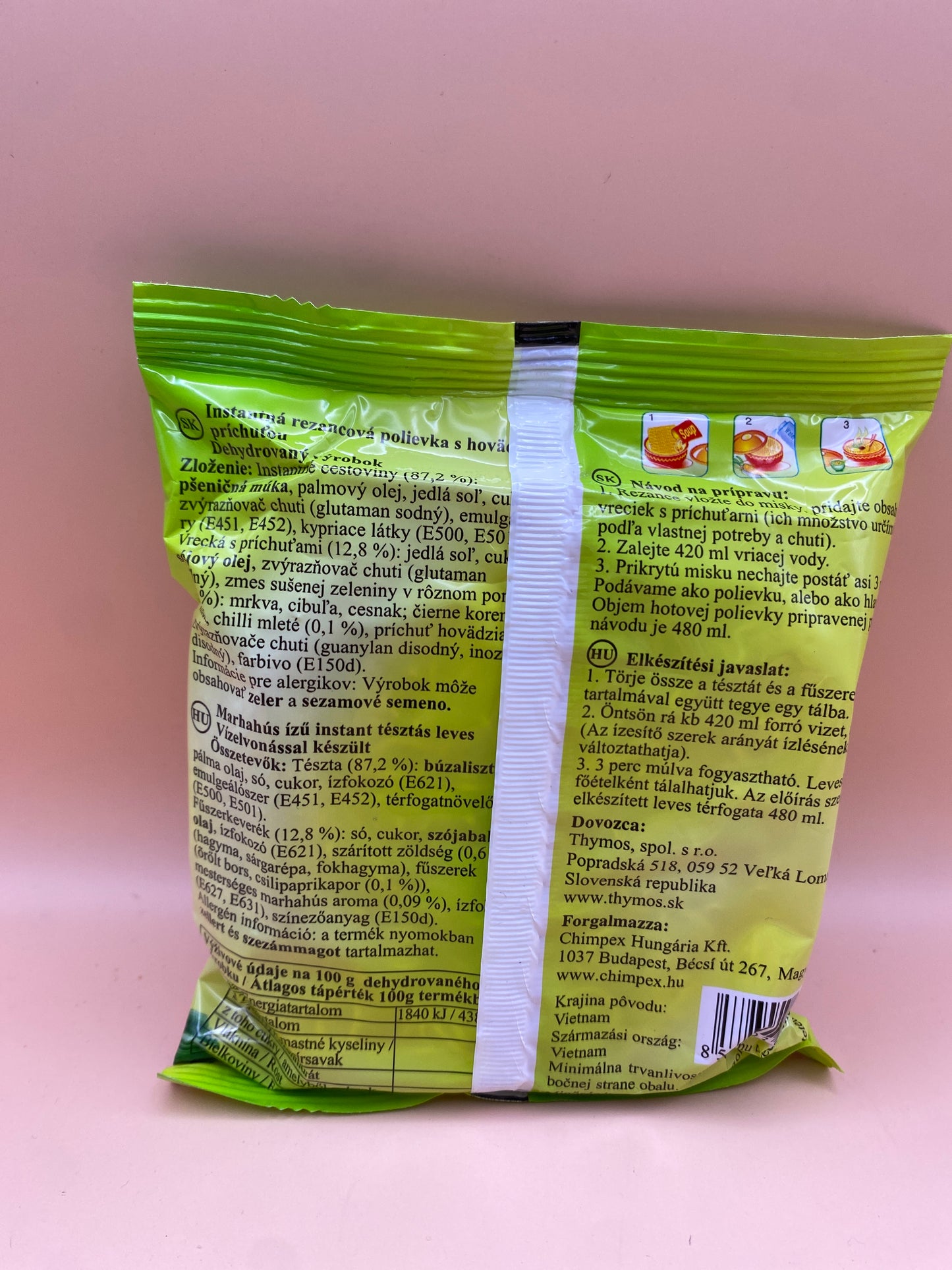 Vishu instant tésztás leves 60g. Marhahús ízű