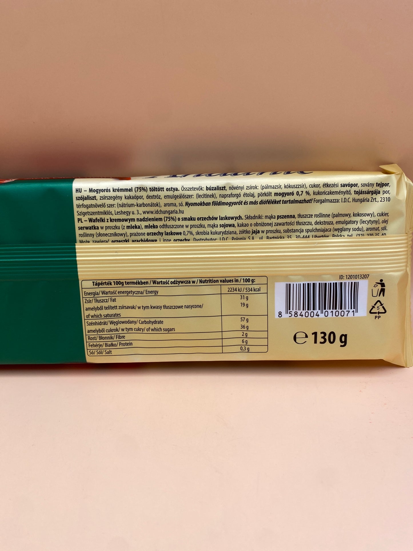 Andante Mogyorós krémmel töltött ostya 130g