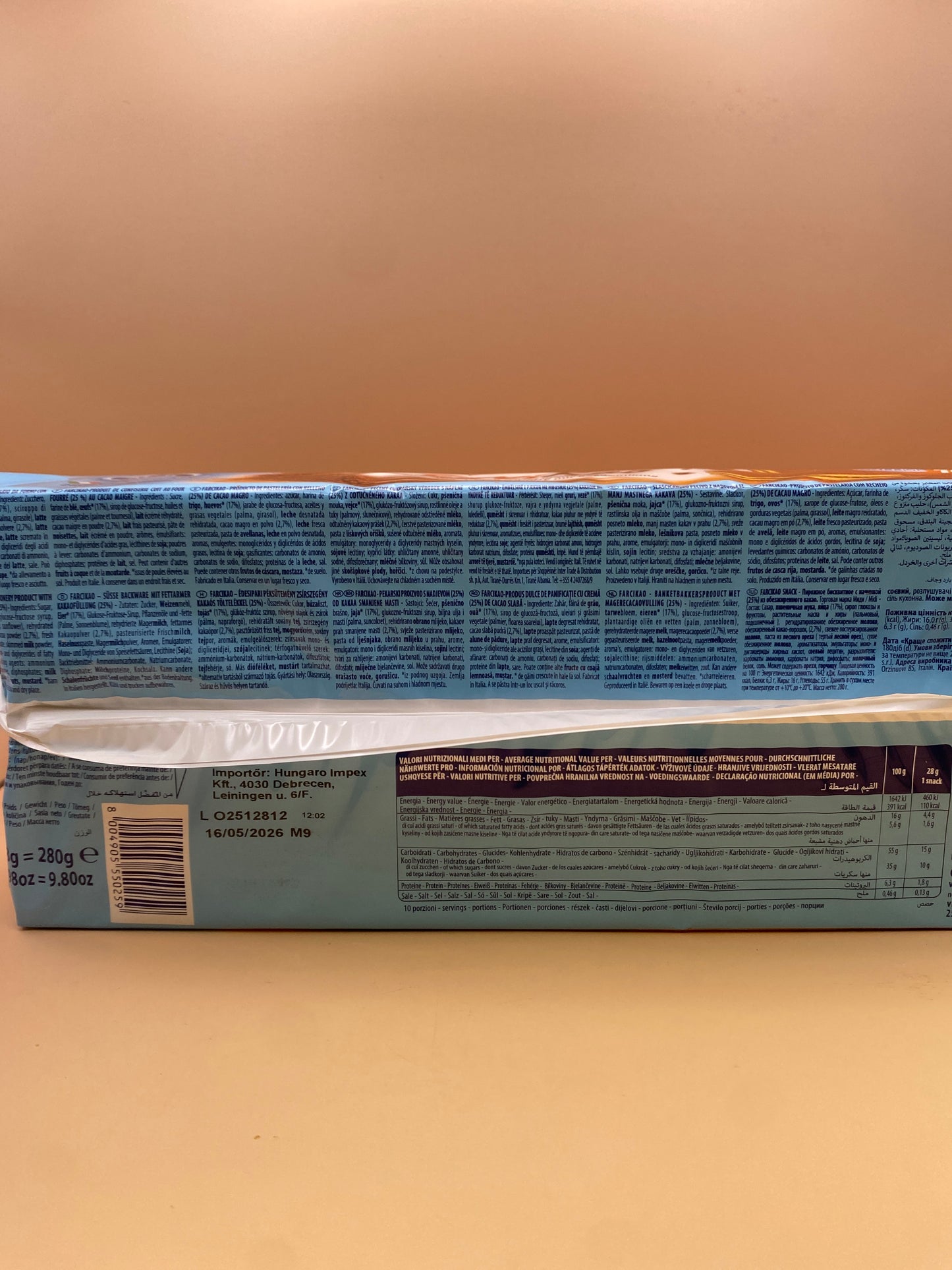 Midi piskóta Kakaós töltelékkel 280g (10x28g)