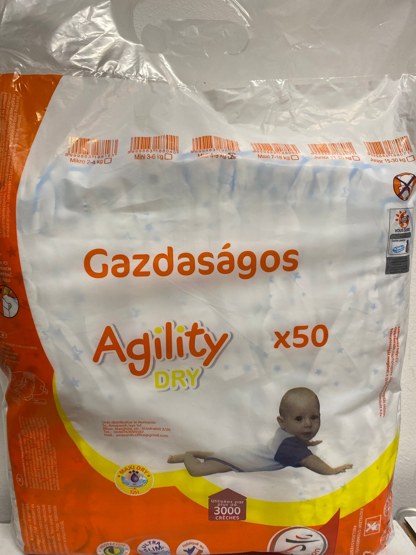 Agility Dry Gazdaságos pelenka. Midi 4-9kg 50 darab