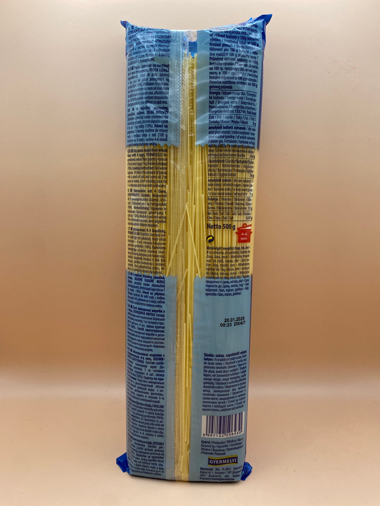 Gyermelyi 4 tojásos száraztészta Cérnametélt 500g