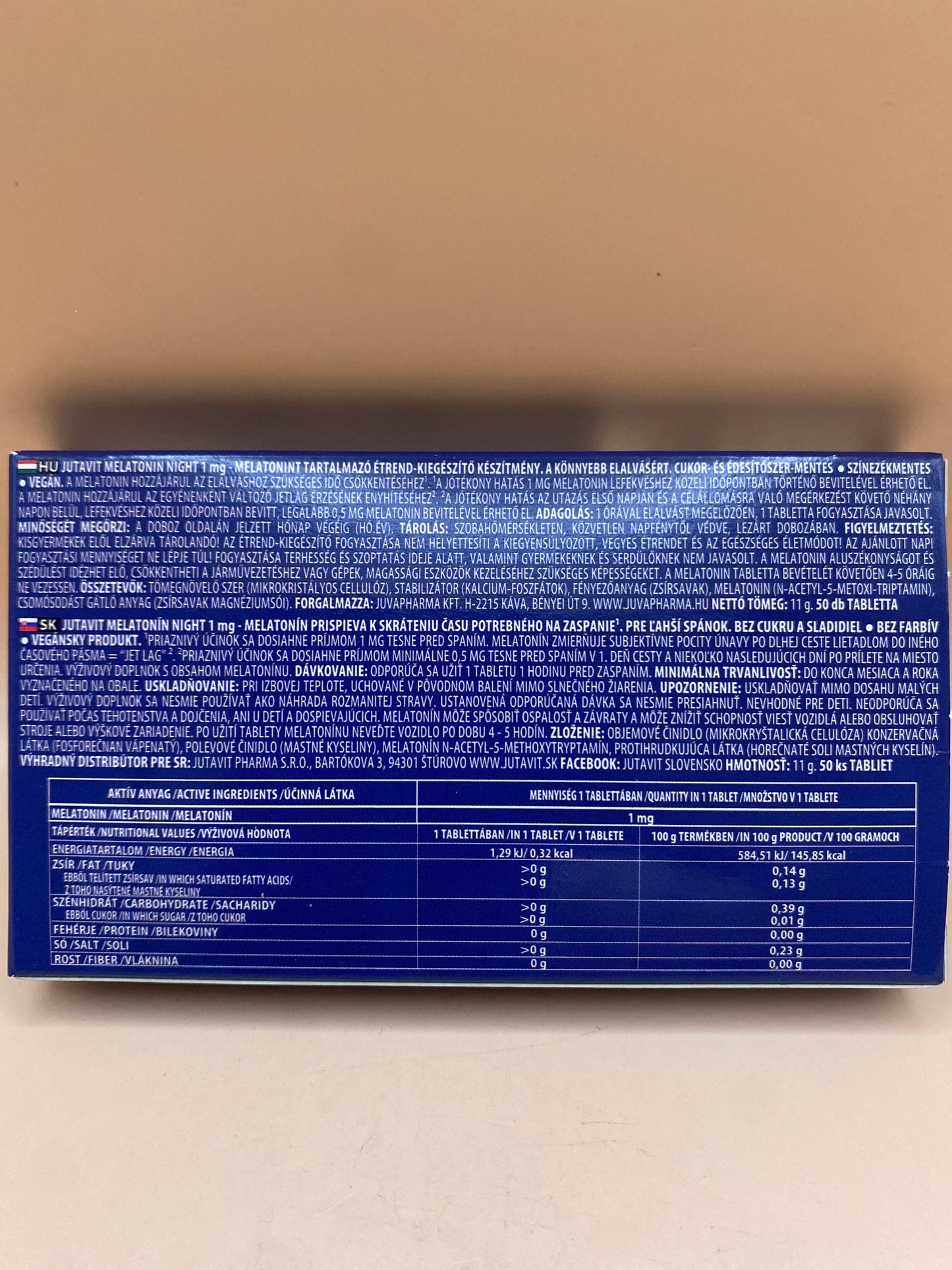 JutaVit Melatonin Night 1 mg étrend-kiegészítő készítmény a könnyebb elalvásért 50 darab