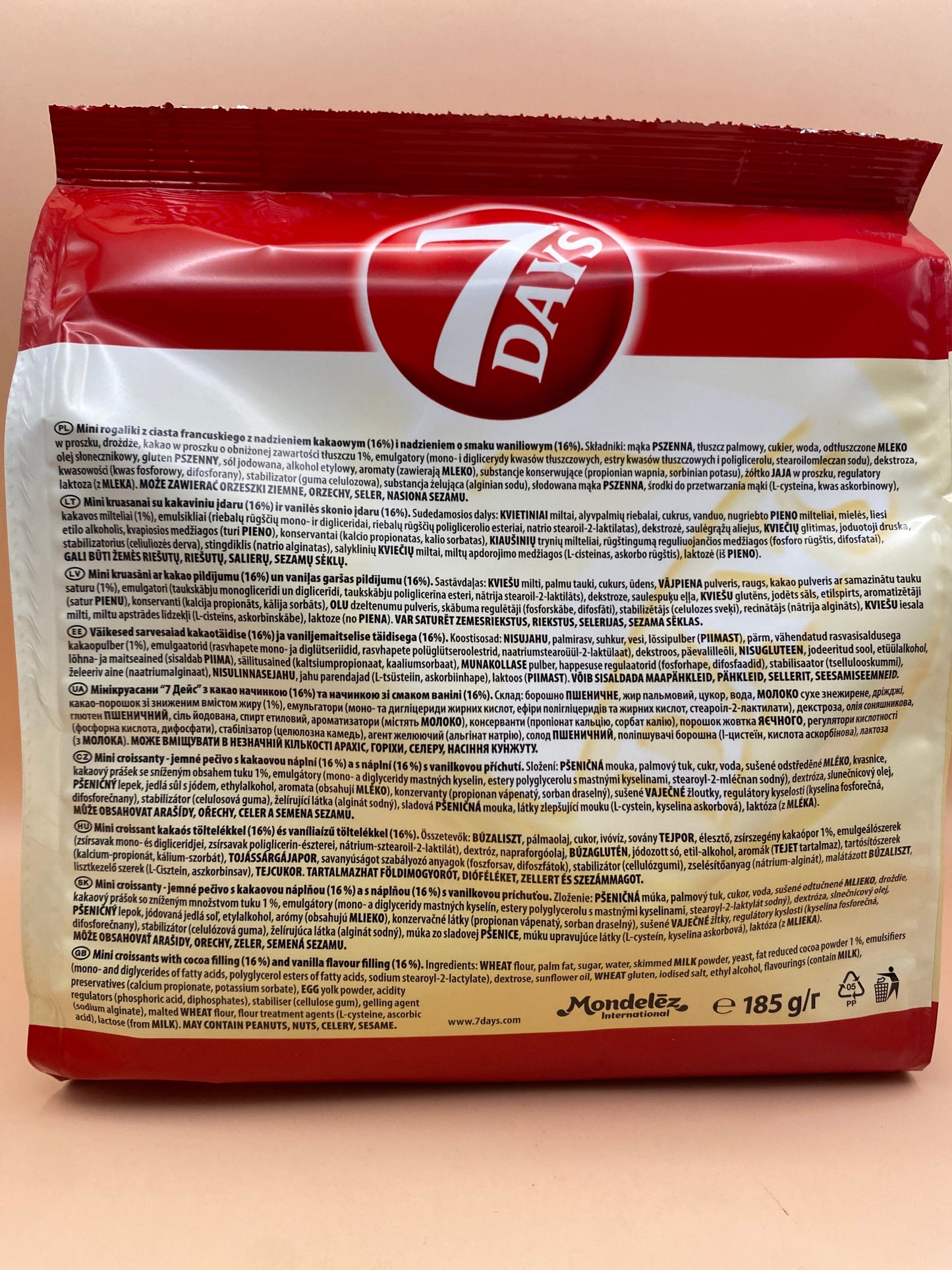 7Days Mini croissant kakaós és vanília ízű töltelékkel 185g