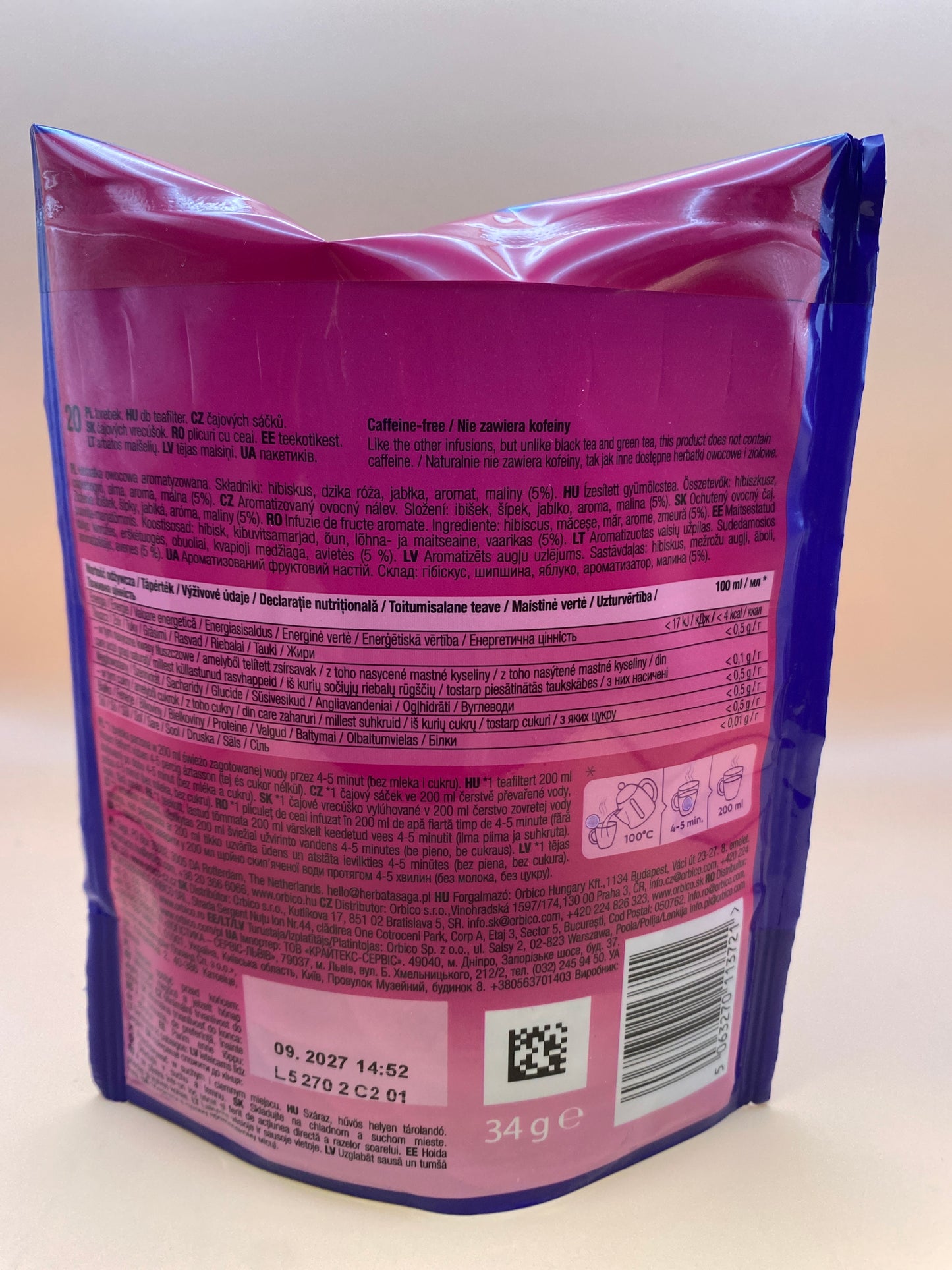 Saga filteres tea málna ízű 34g