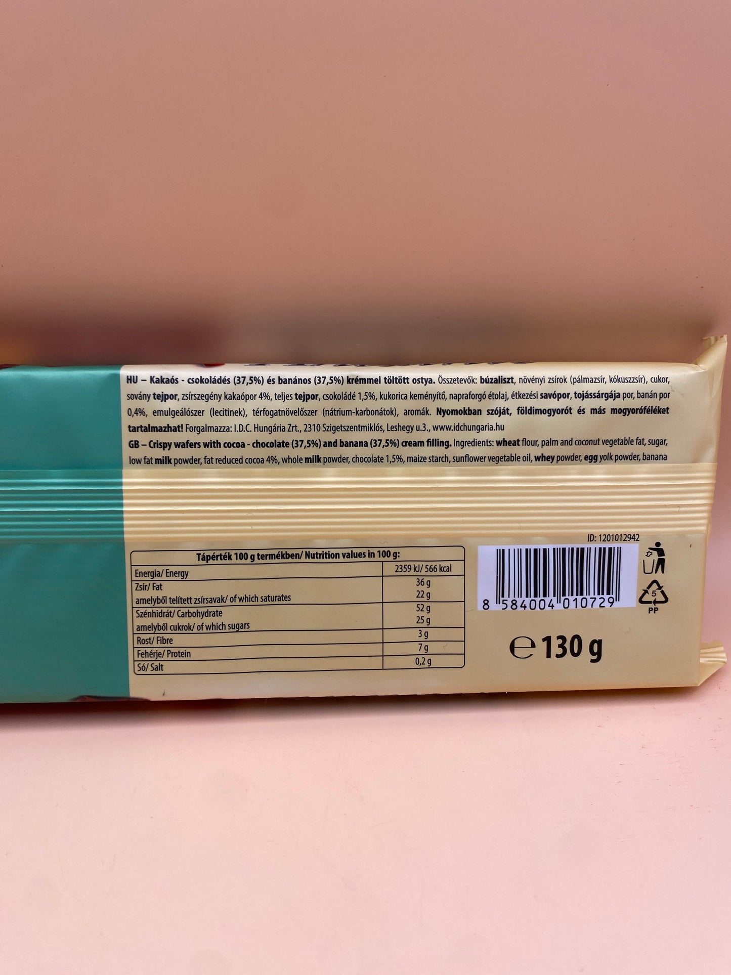 Andante Kakaós-csokoládés és banános krémmel töltött ostya 130g