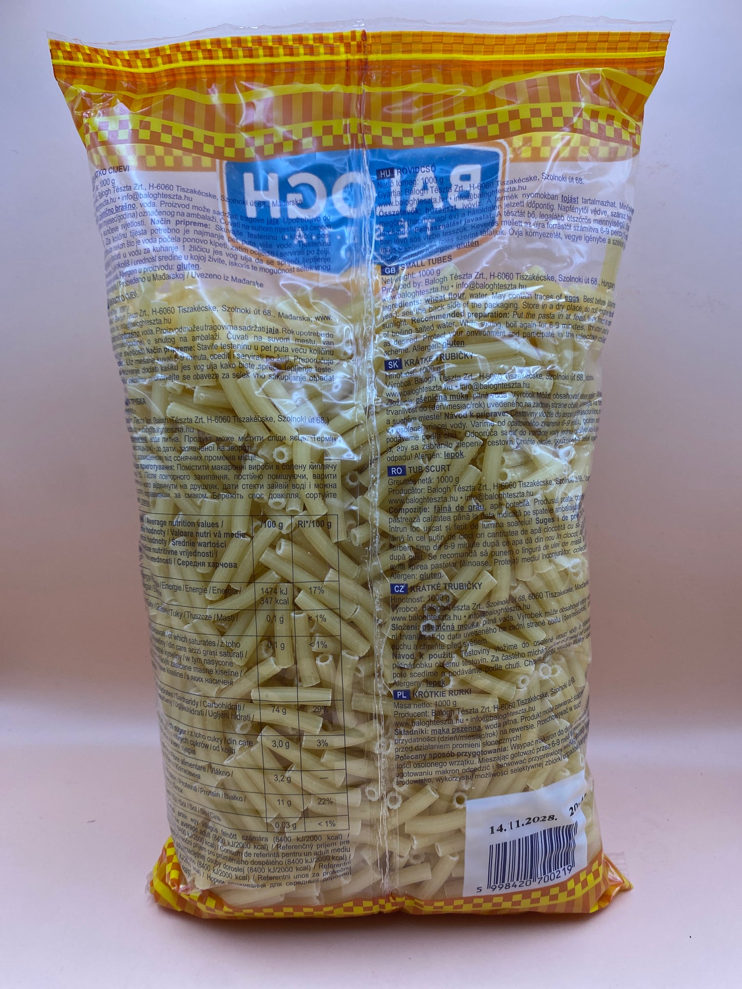 Balogh családi száraztészta 1 kg Rövidcső