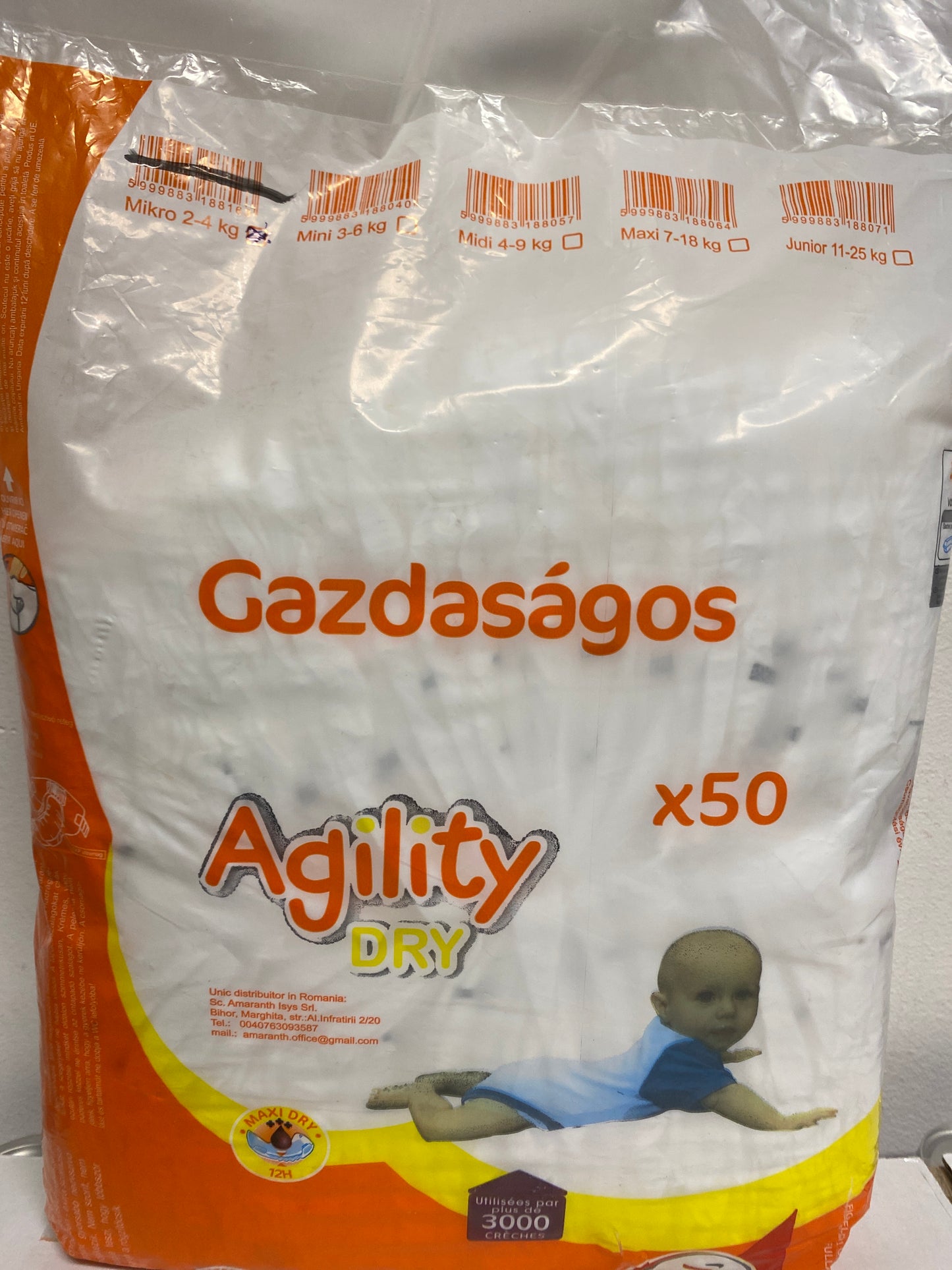 Agility Dry Gazdaságos pelenka Mikro 2-4kg 50 darab