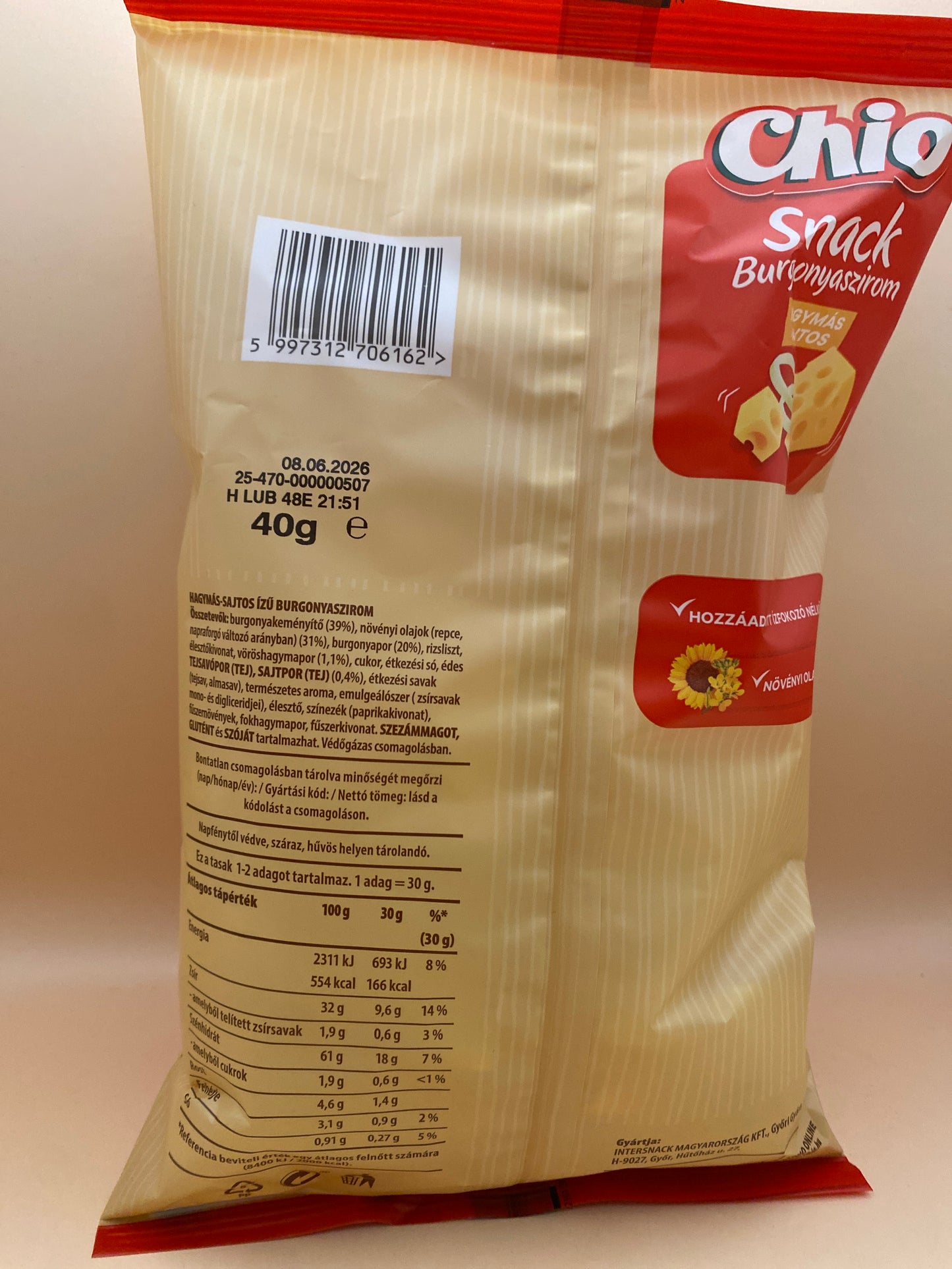 Chio Hagymás-sajtos ízű burgonyaszirom 40g