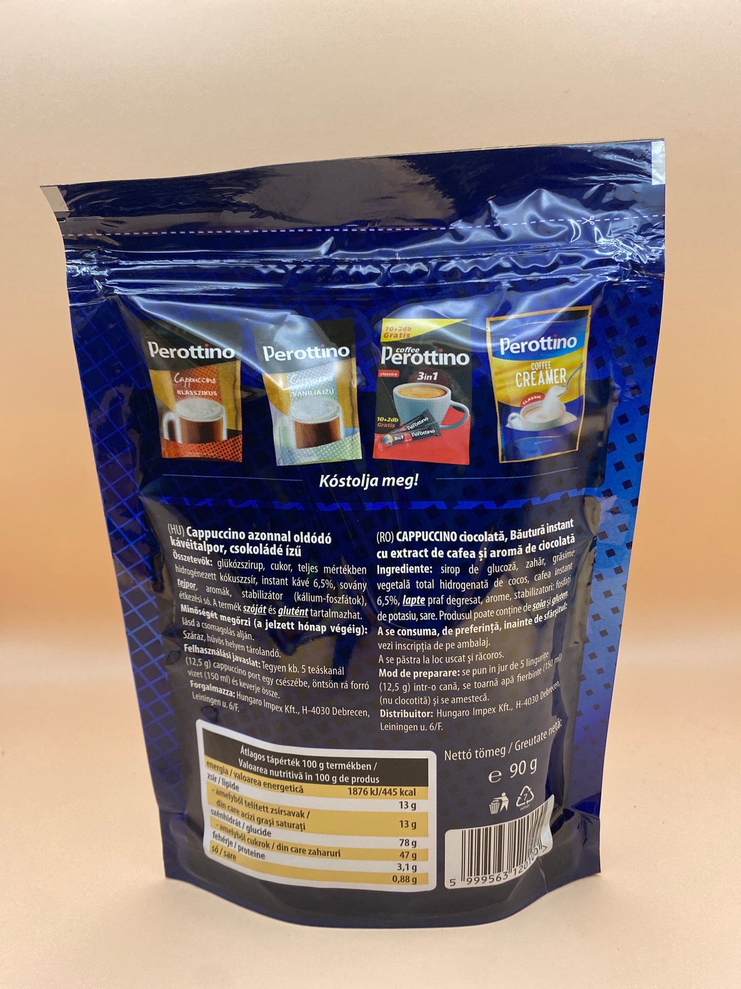 Perottino cappuccino azonnal oldódó kávéitalpor, csokoládé ízű 90g