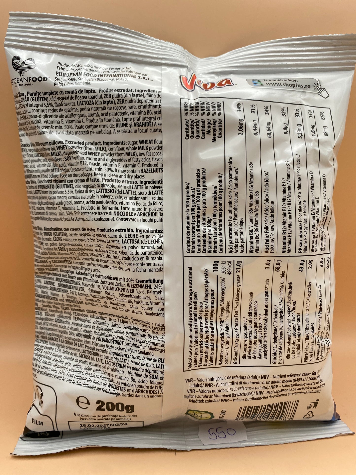 Viva Tejes krémmel töltött gabonapárnácska 200g