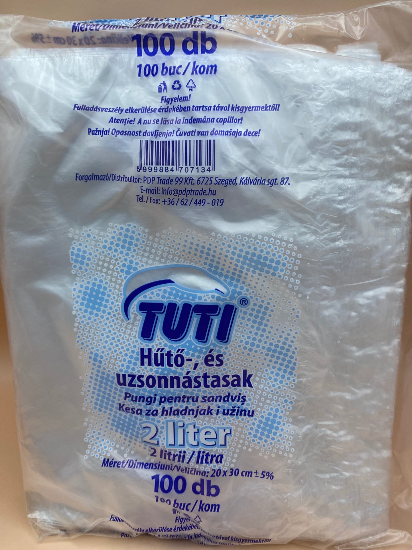 Tuti Hűtő és uzsonnástasak 2 literes 100 darab