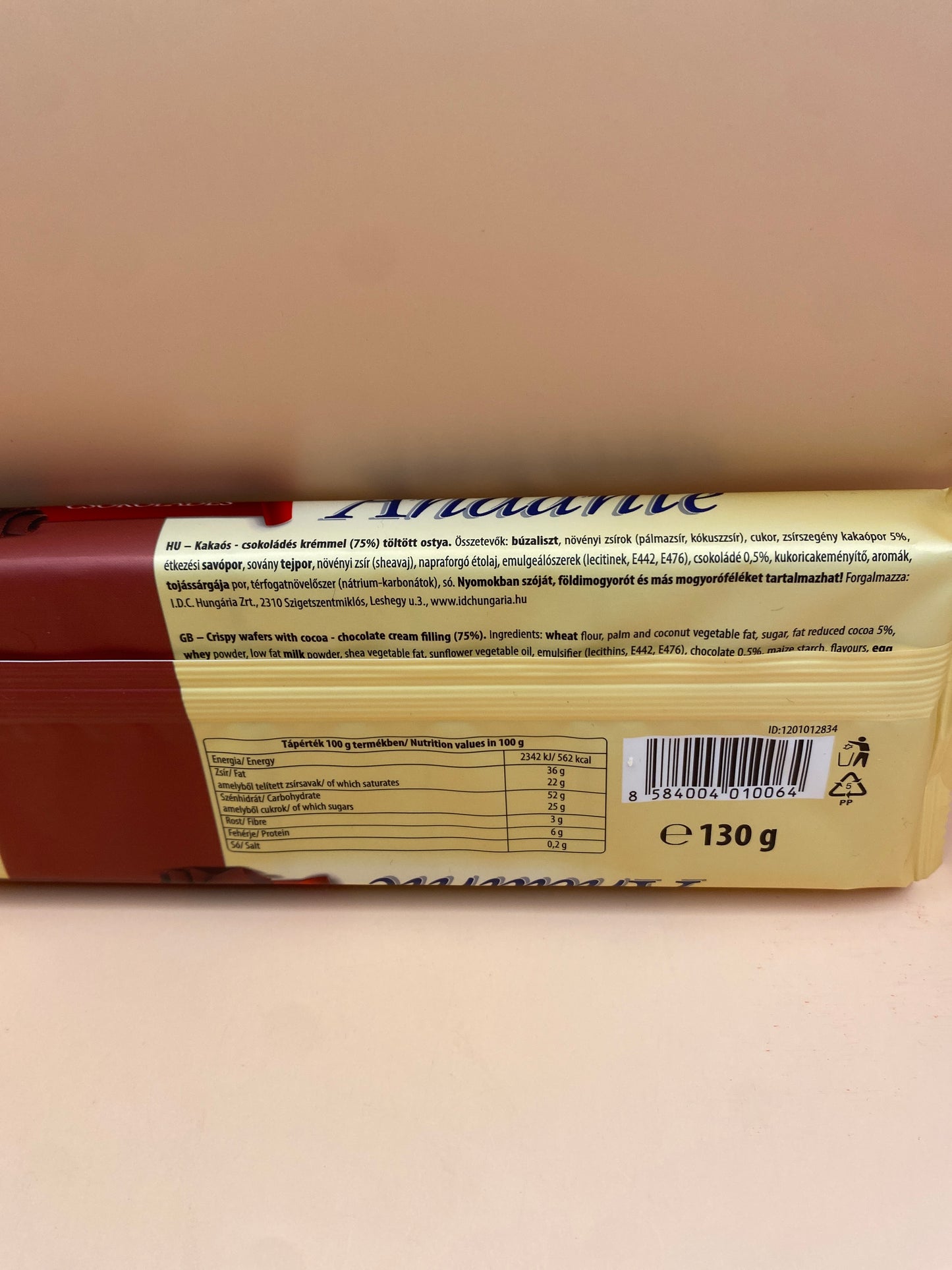 Andante Kakaós-csokoládés krémmel töltött ostya 130g