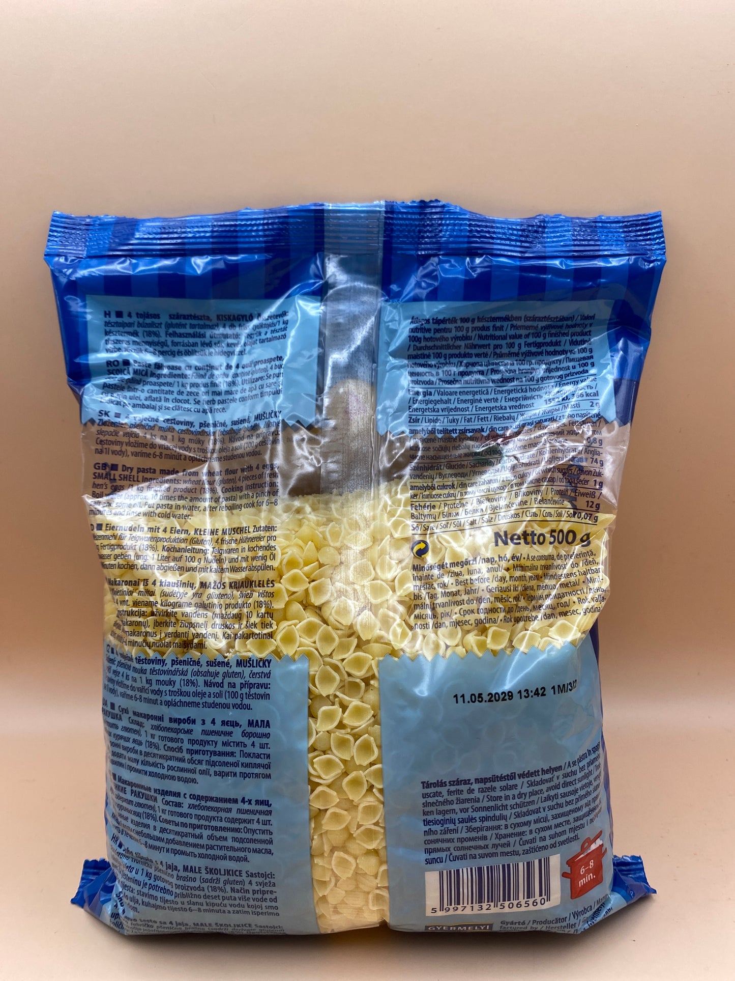 Gyermelyi 4 tojásos száraztészta Kiskagyló 500g