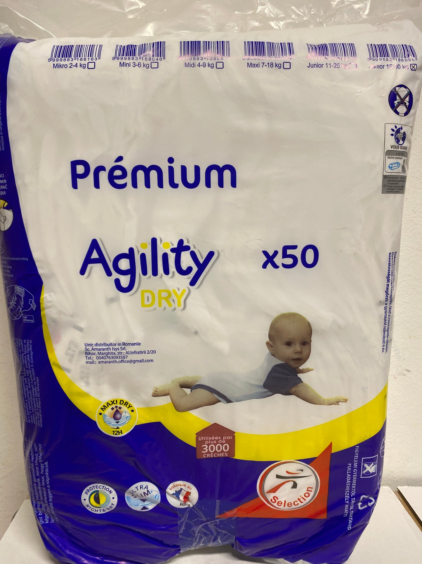 Agility Dry Prémium pelenka Junior 15-30kg 50 darab