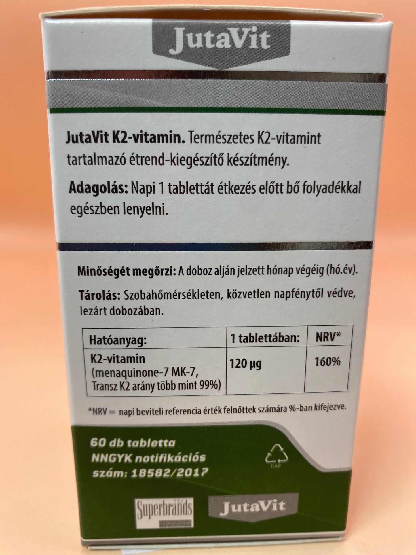 JutaVit K2-vitamin Természetes 60 darab tabletta