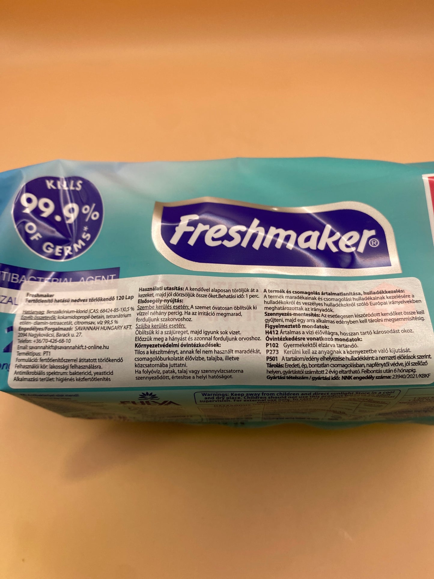 Freshmaker Fertőtlenítő hatású nedves törlőkendő 120 lap Citrom illat