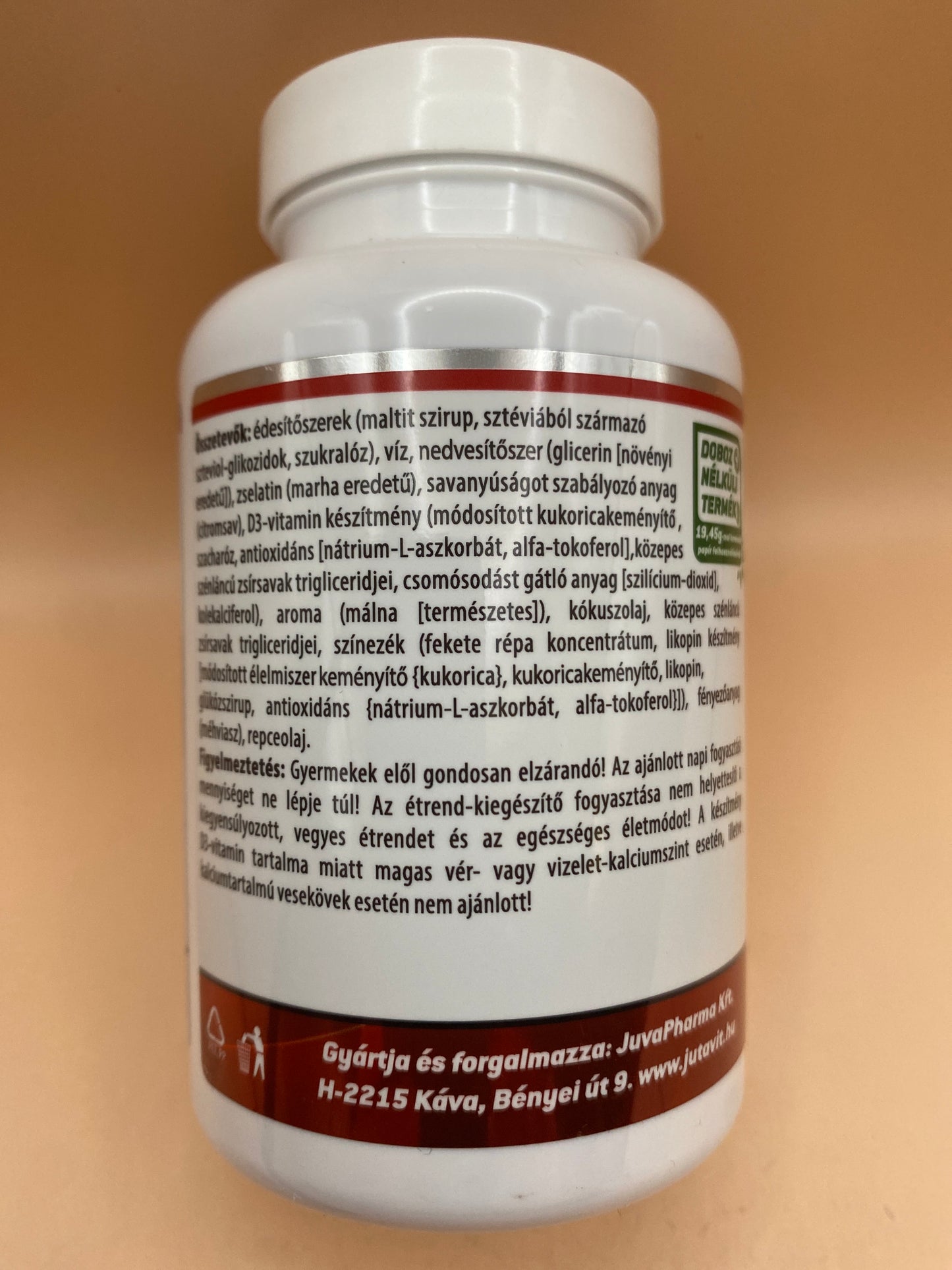 JutaVit Gumivitamin D3-vitamin gyermekeknek és felnőtteknek. Málna ízű 60 darab gumivitamin