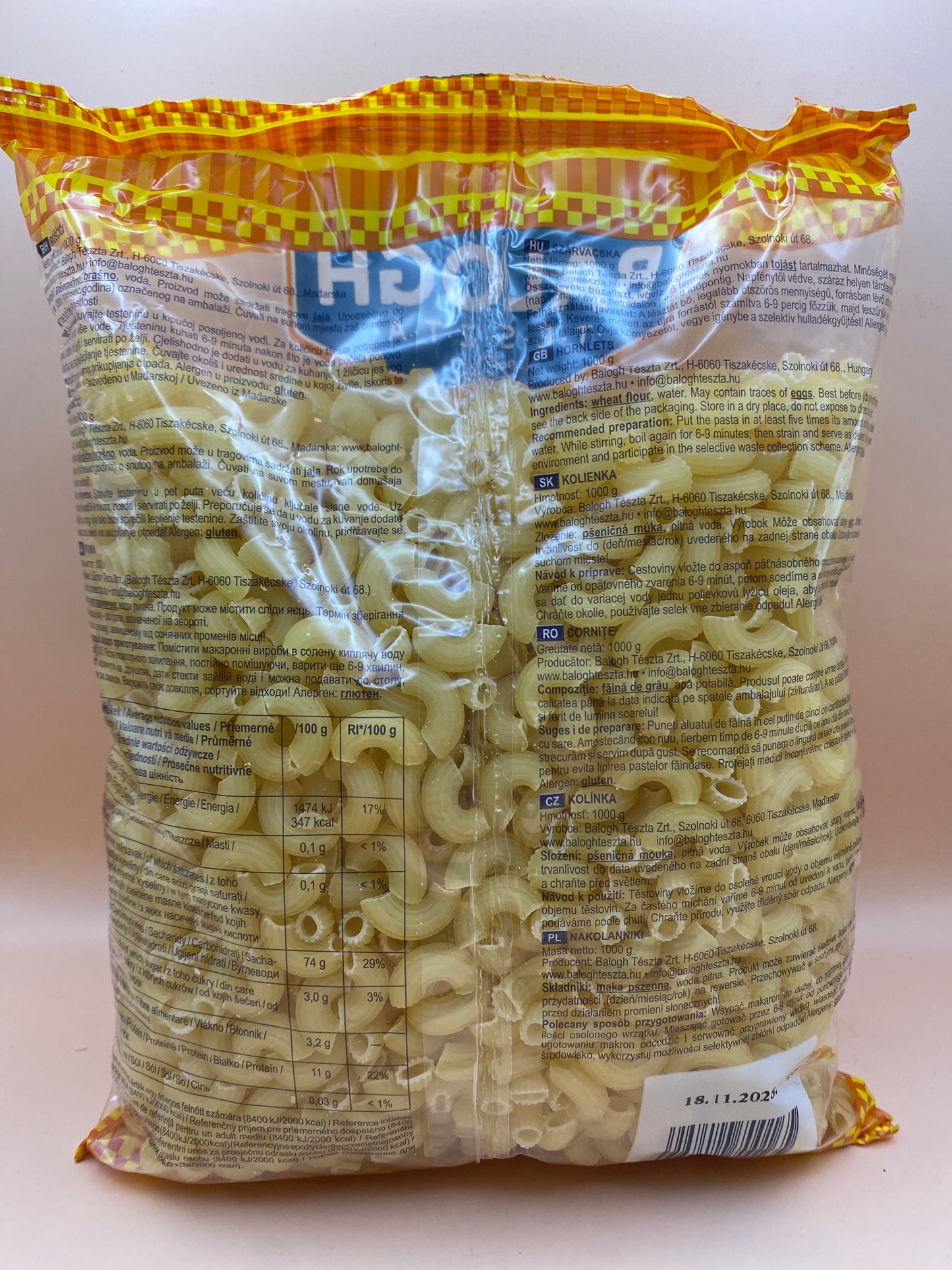 Balogh családi száraztészta 1 kg Szarvacska