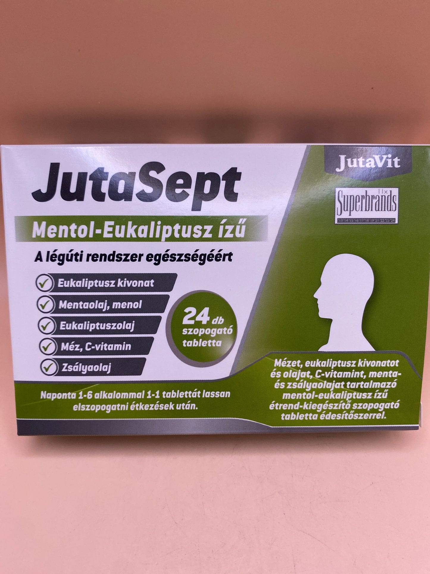 JutaSept szopogató tabletta 24 darab Mentol-eukaliptusz ízű