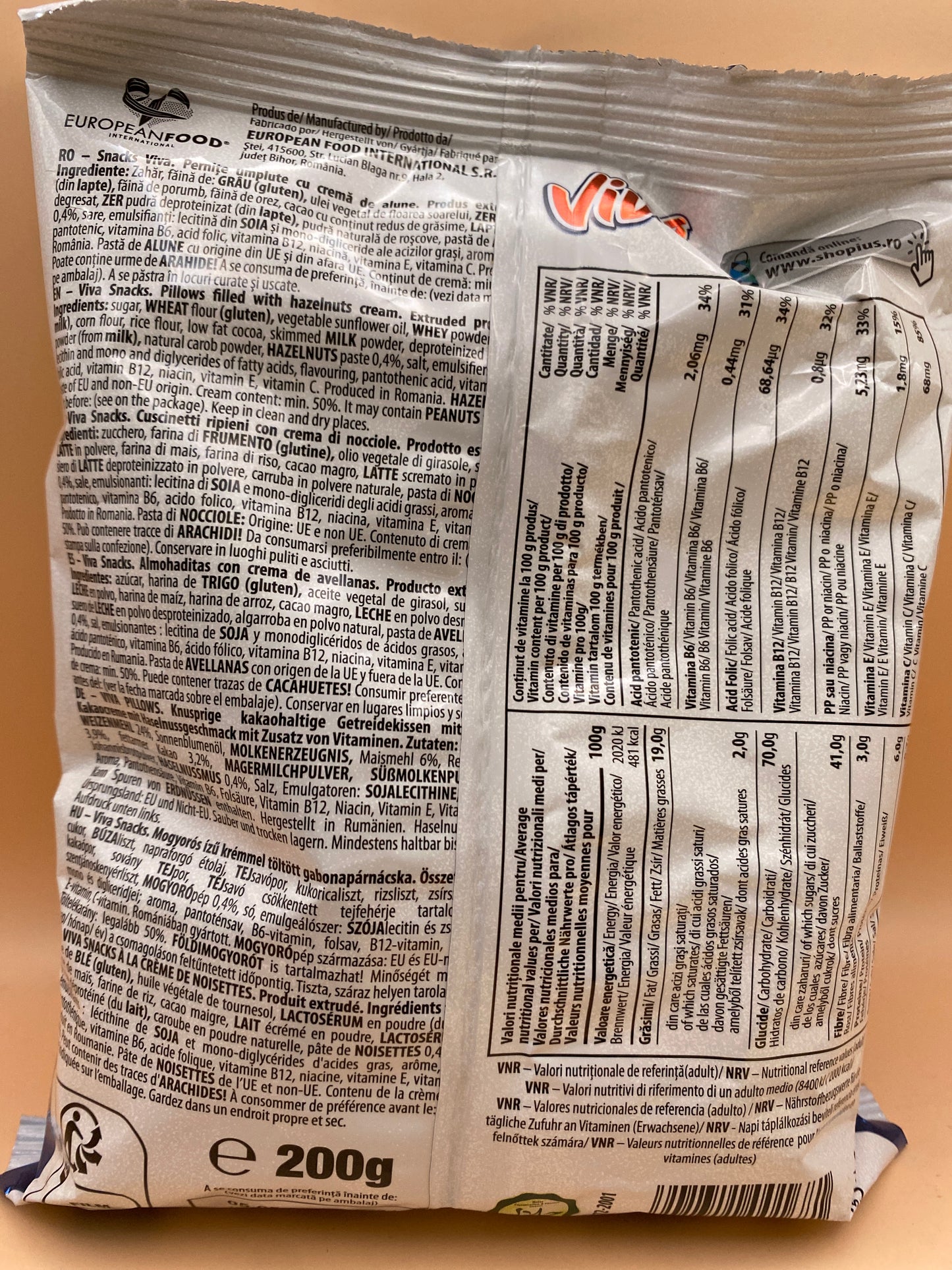 Viva Mogyorós krémmel töltött gabonapárnácska 200g