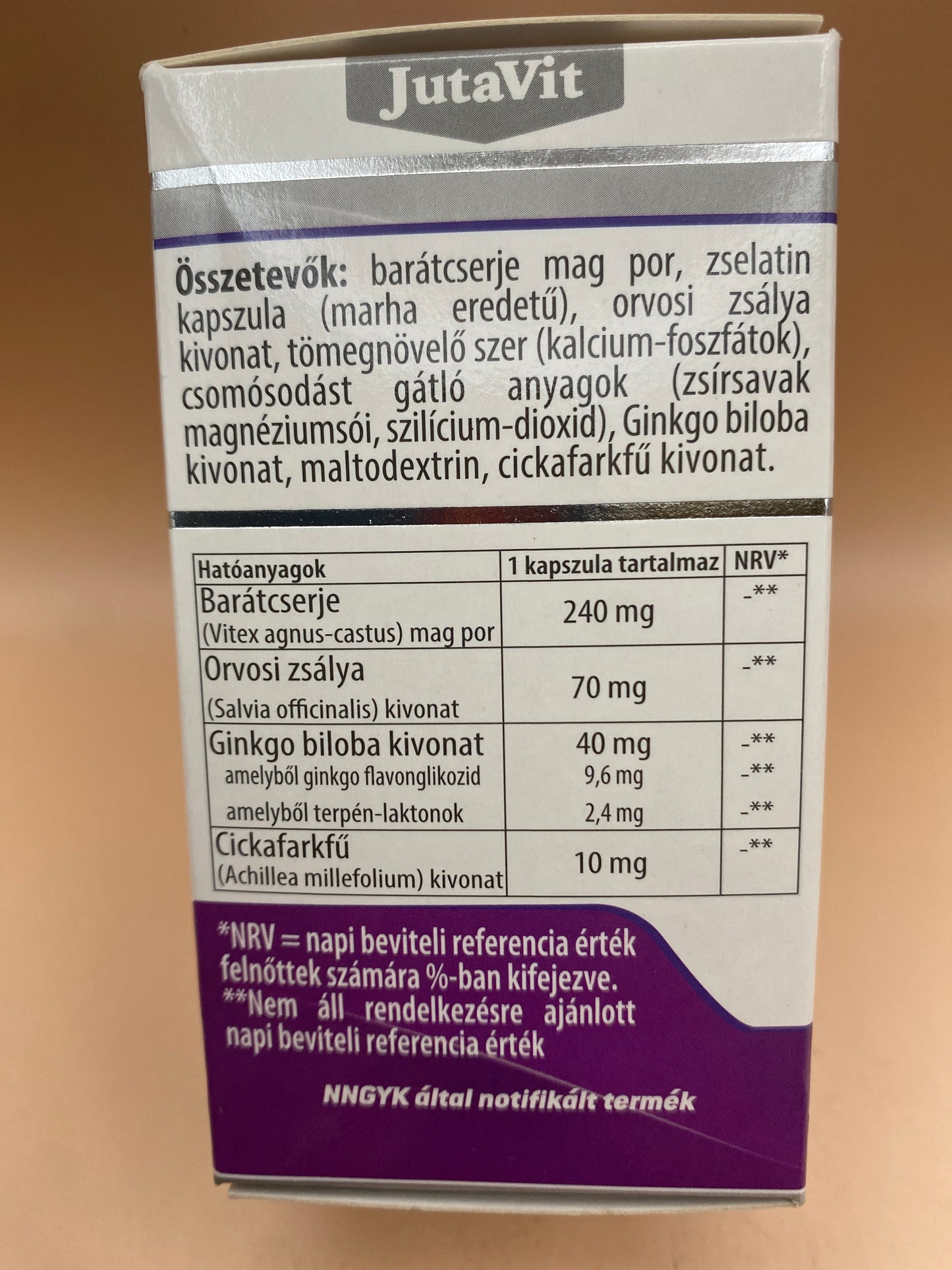 JutaVit Barátcserje Komplex, Ginko biloba, cickafarkfű és zsálya kivonat 60 darab kapszula