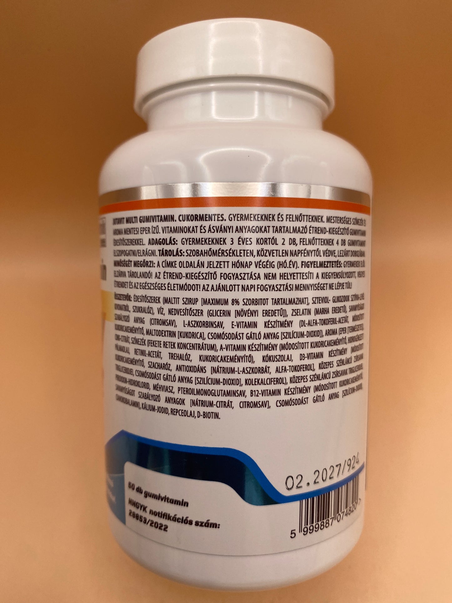 JutaVit Multi gumivitamin Cukormentes Eper ízű 50 darab gumivitamin