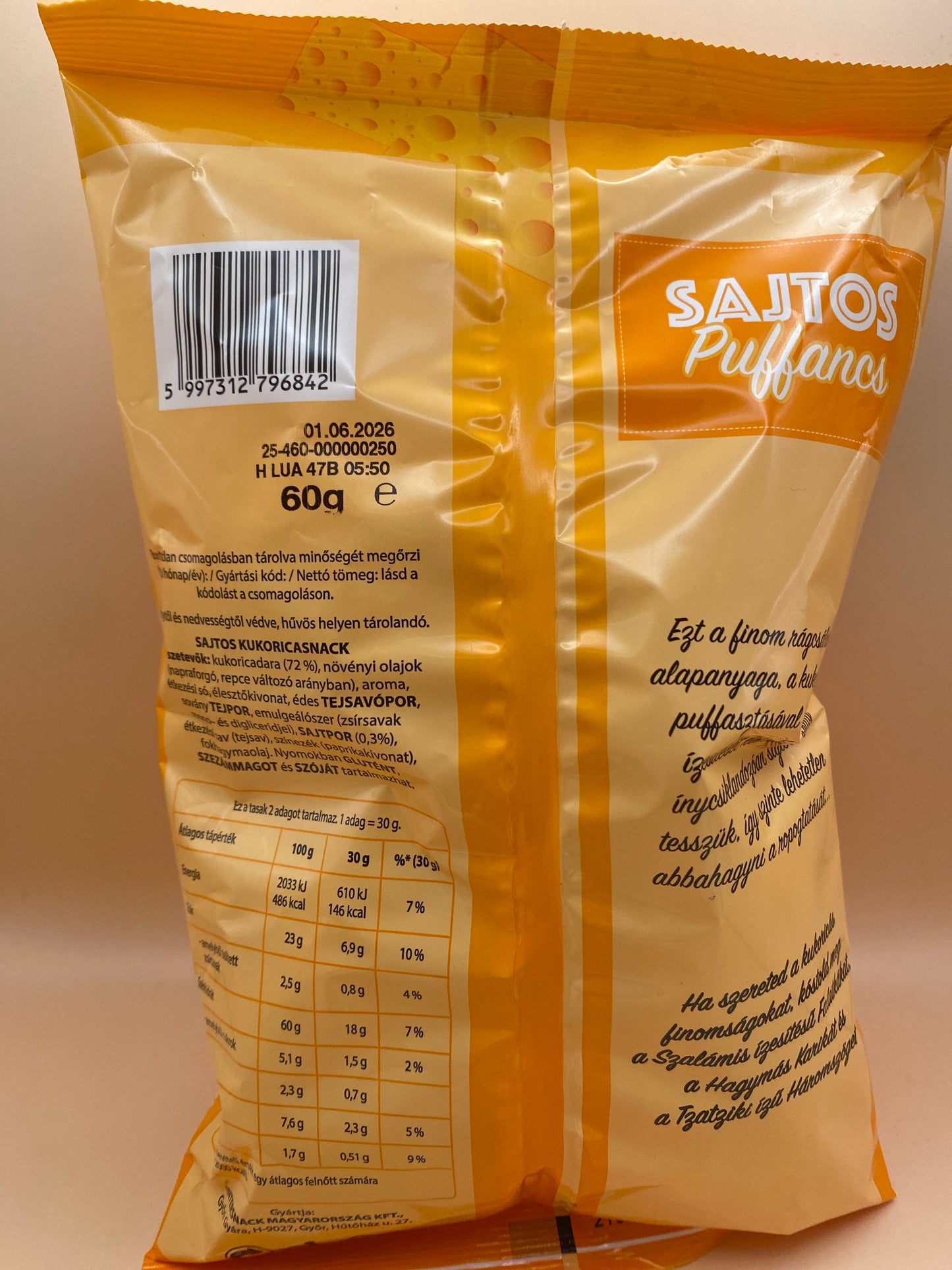 Sajtos puffancs 60g