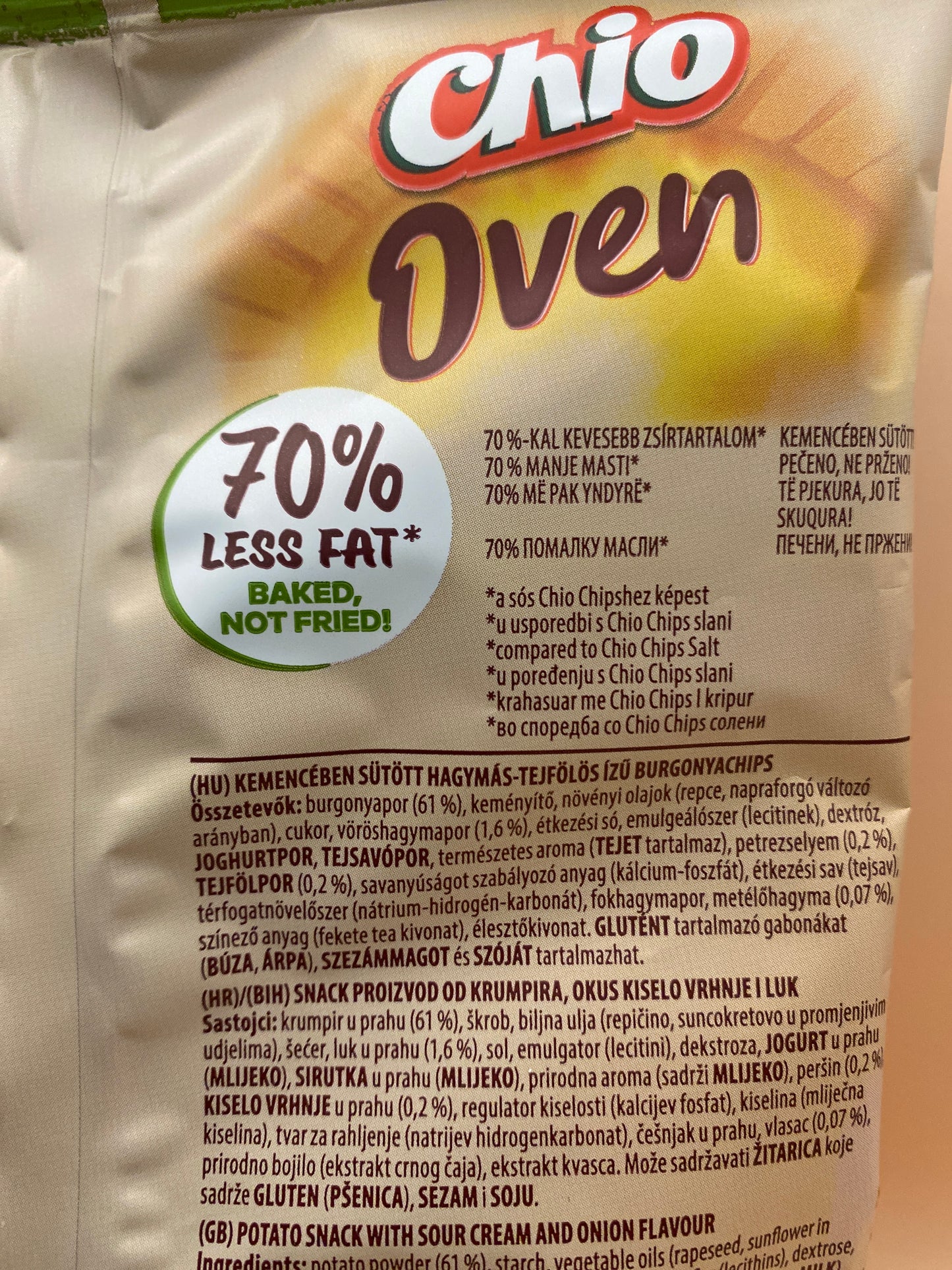Chio Oven Hagymás-tejfölös ízű burgonyachips 100g