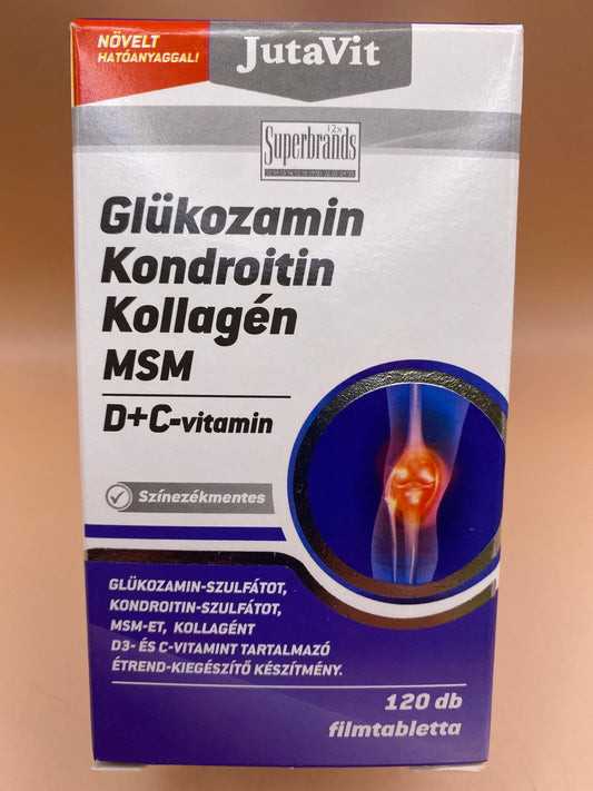 JutaVit Glükozamin Kondroitin Kollagén MSM D+C-vitamin 120 darab filmtabletta