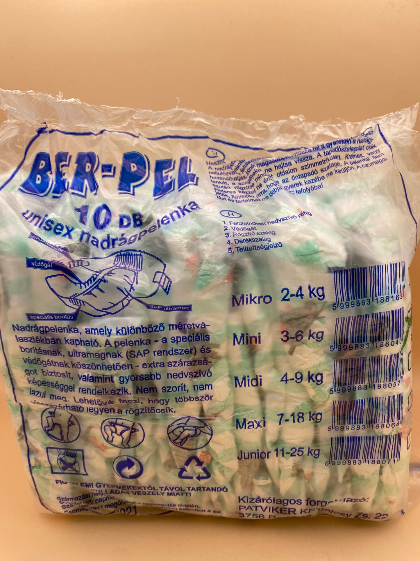 Ber-Pel nadrágpelenka 10 darab Mini 3-6kg