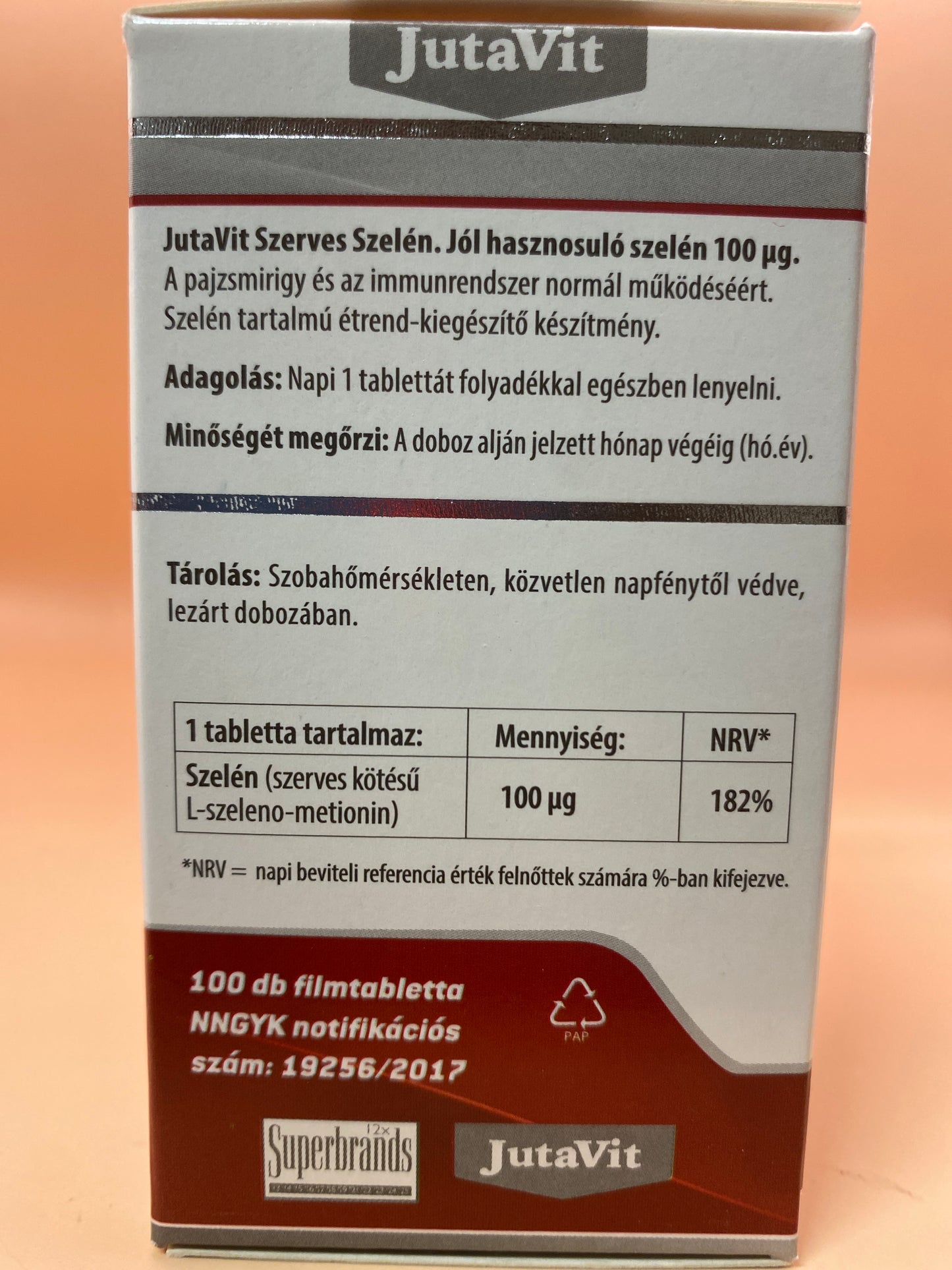 JutaVit Szerves Szelén 100 darab filmtabletta