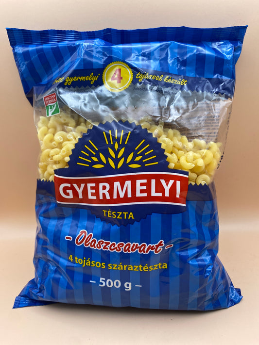Gyermelyi 4 tojásos száraztészta Olaszcsavart 500g