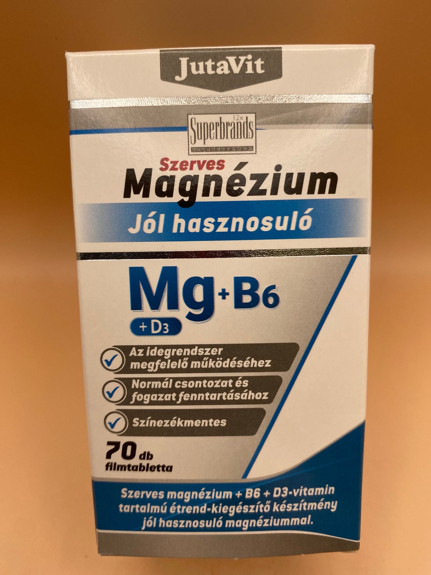 JutaVit Szerves Magnézium + B6 + D3 70 darab filmtabletta