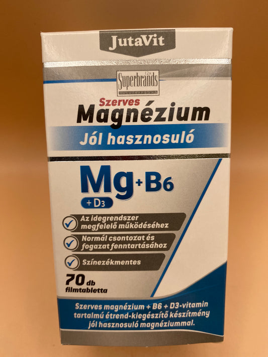 JutaVit Szerves Magnézium + B6 + D3 70 darab filmtabletta