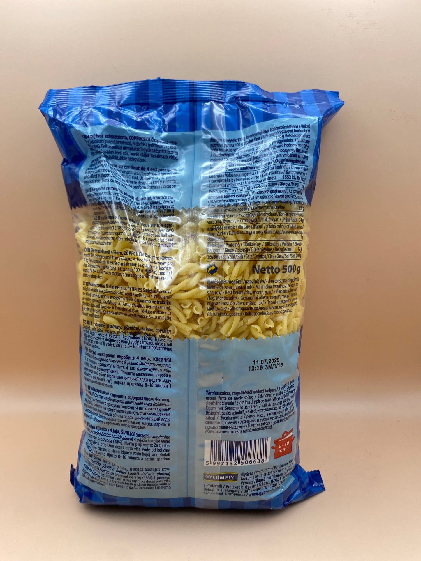 Gyermelyi 4tojásos száraztészta Copfocska 500g