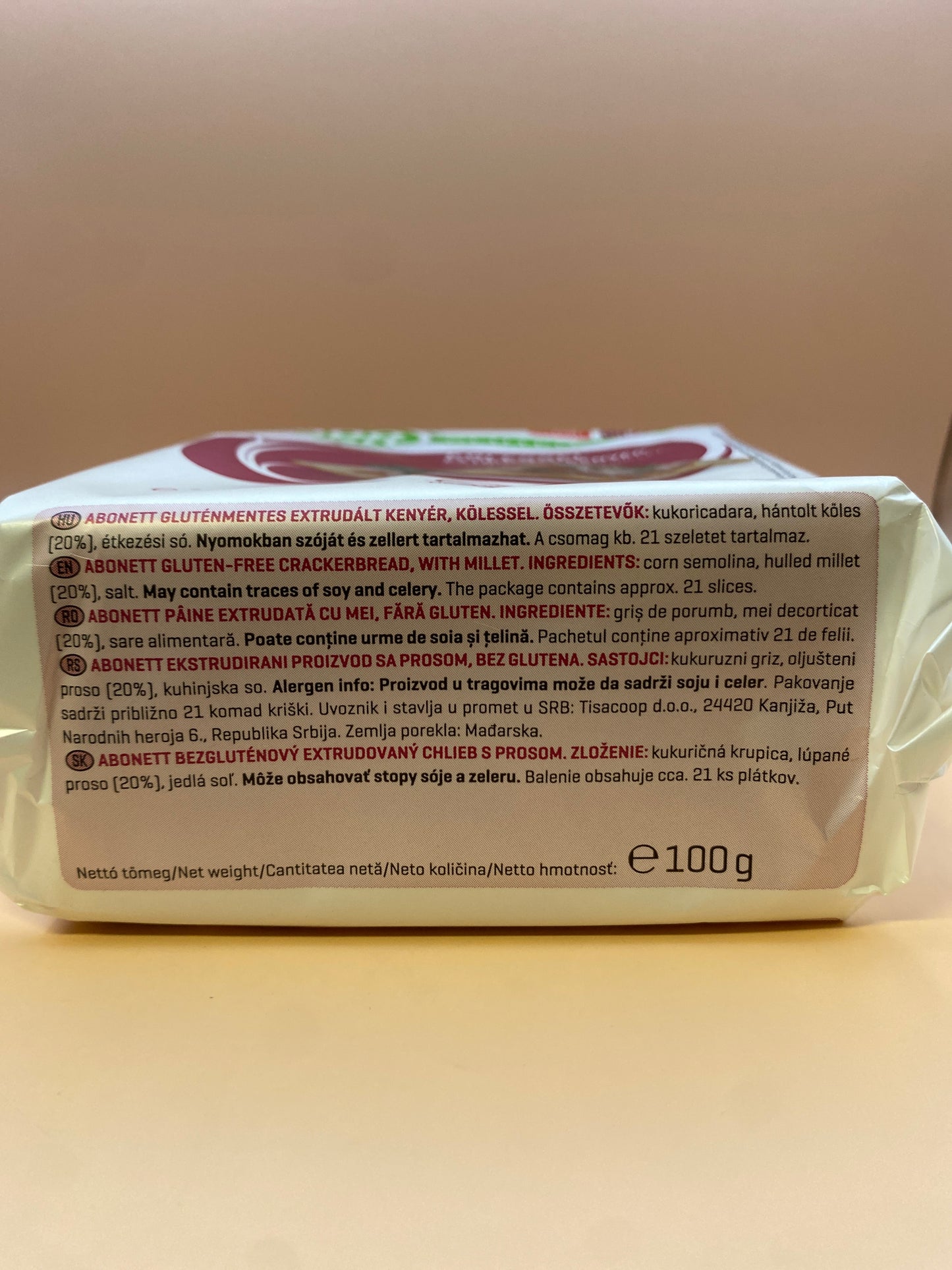 Abonett Gluténmentes extrudált kenyér 100g Kölessel