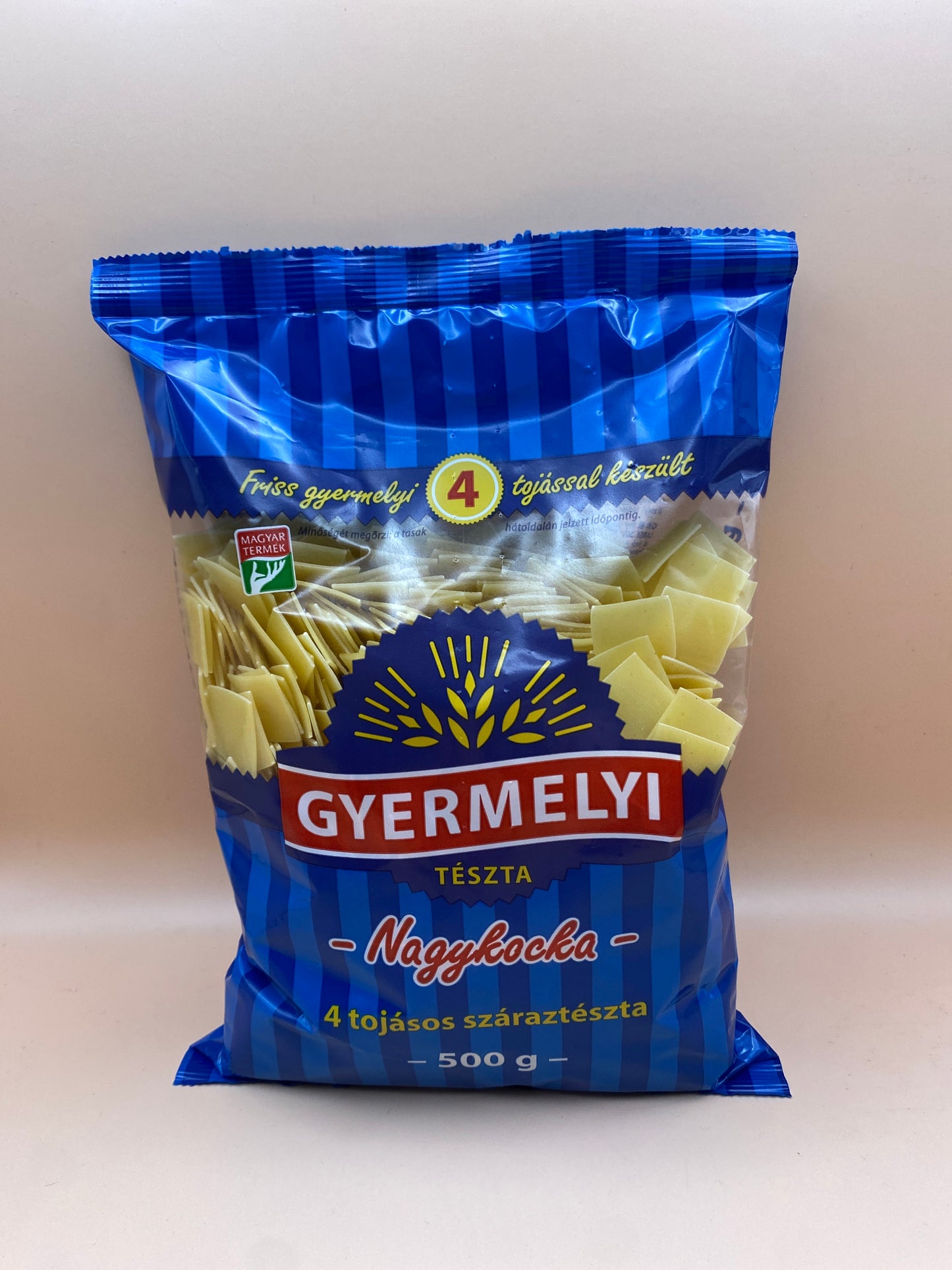 Gyermelyi 4tojásos száraztészta Nagykocka 500g