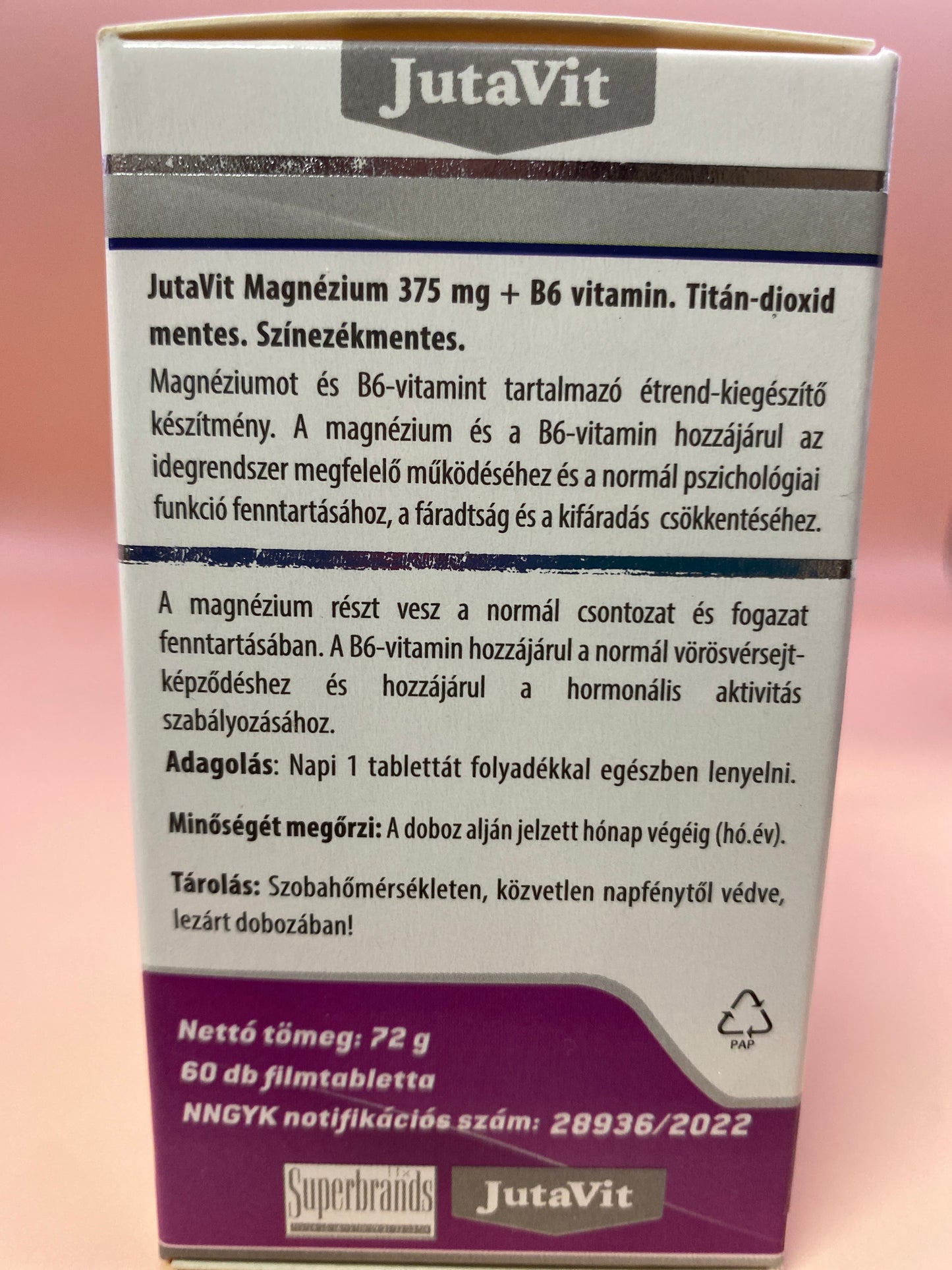 JutaVit Magnézium 375mg + B6 60 darab filmtabletta