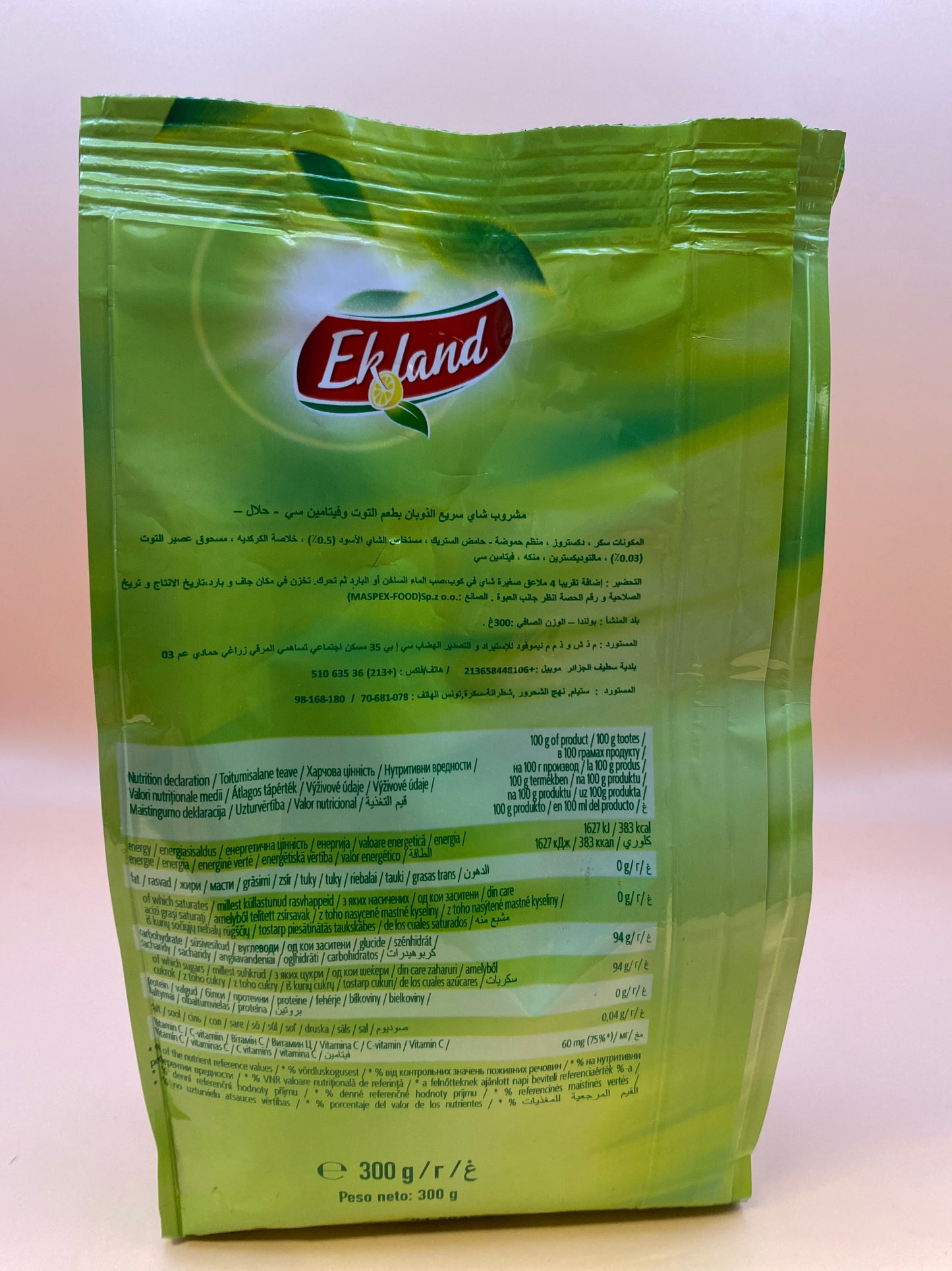 Ekland azonnal oldódó málna ízű tea 300g