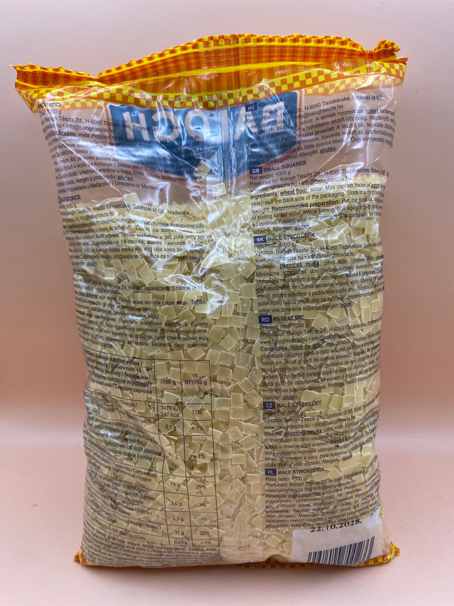 Balogh családi száraztészta 1kg Kiskocka