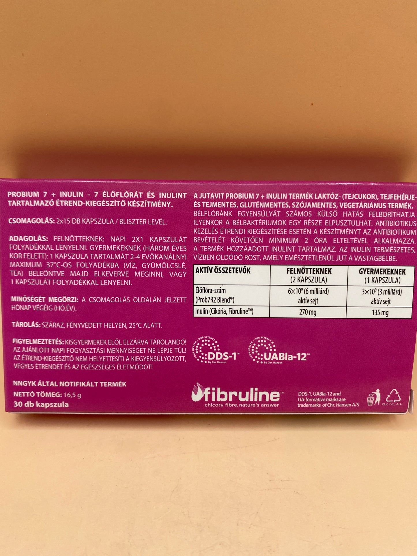 JutaVit Probium 7 + Inulin - 7 élőflórát és inulint tartalmazó étrend-kiegészítő készítmény 30 kapszula