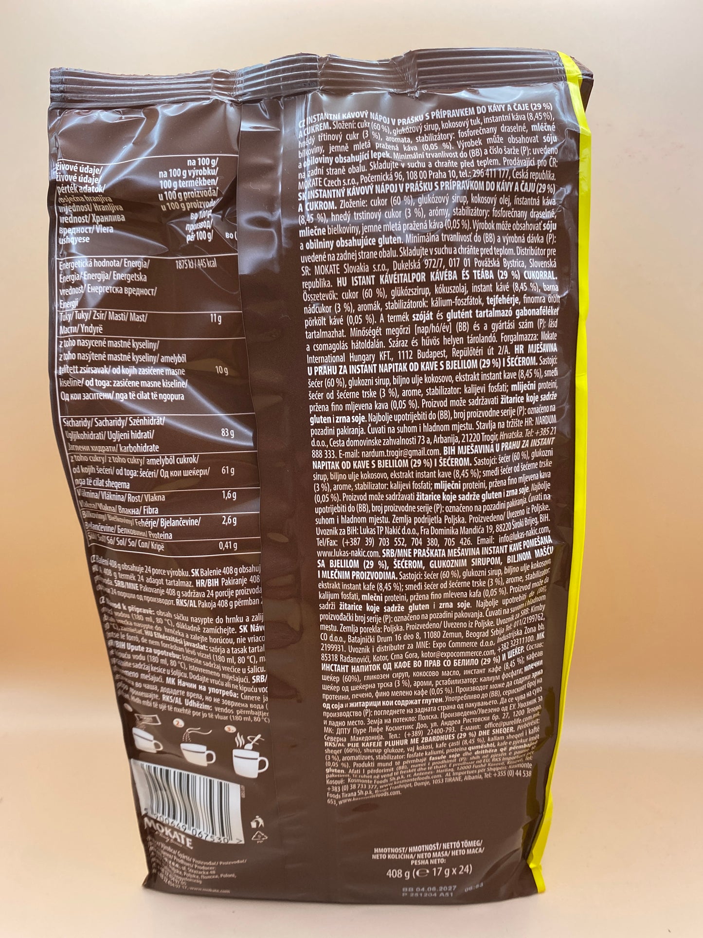 Mokate 3in1 barna cukorral instant kávéitalpor 408g