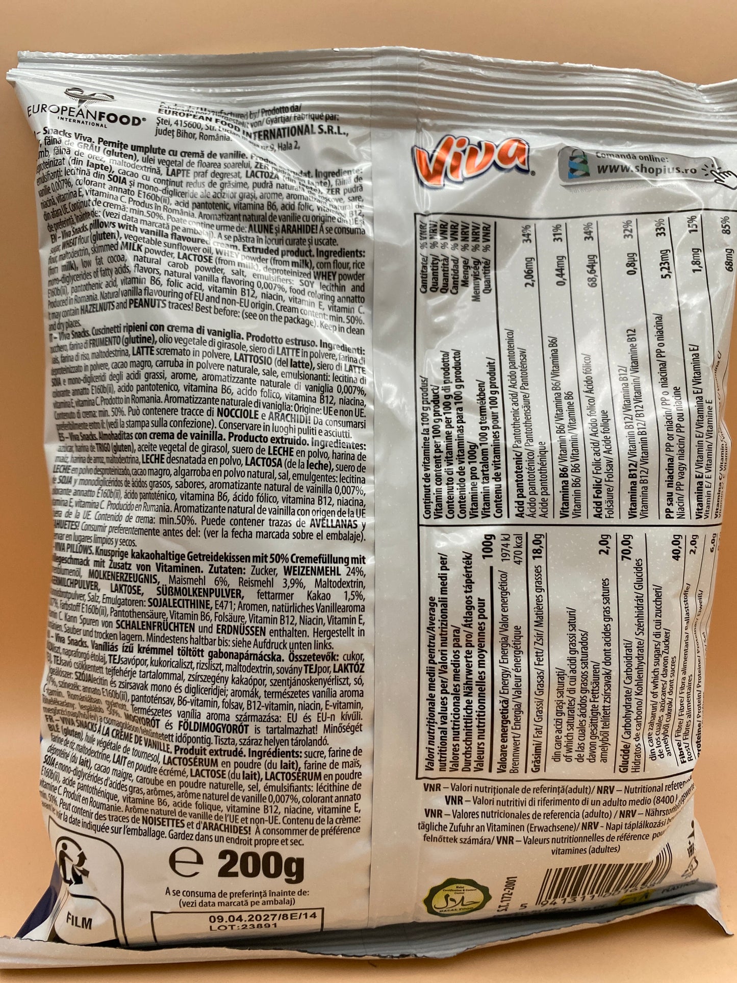 Viva Vaníliás krémmel töltött gabonapárnácska 200g