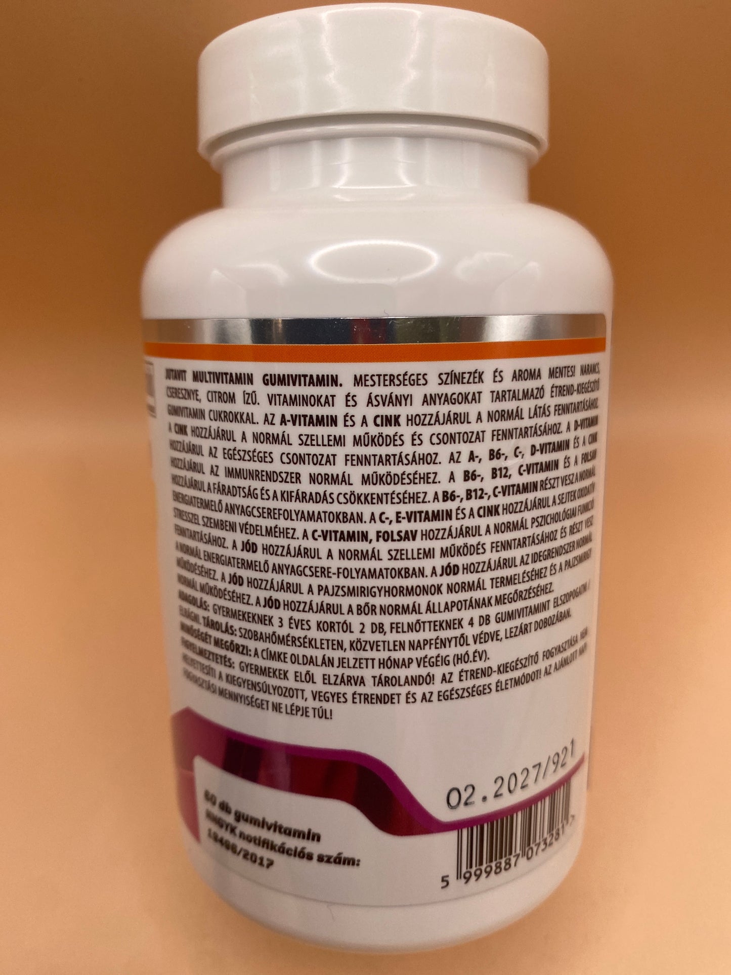 JutaVit Multivitamin Gumivitamin Narancs, cseresznye és citrom ízű 60 darab gumivitamin