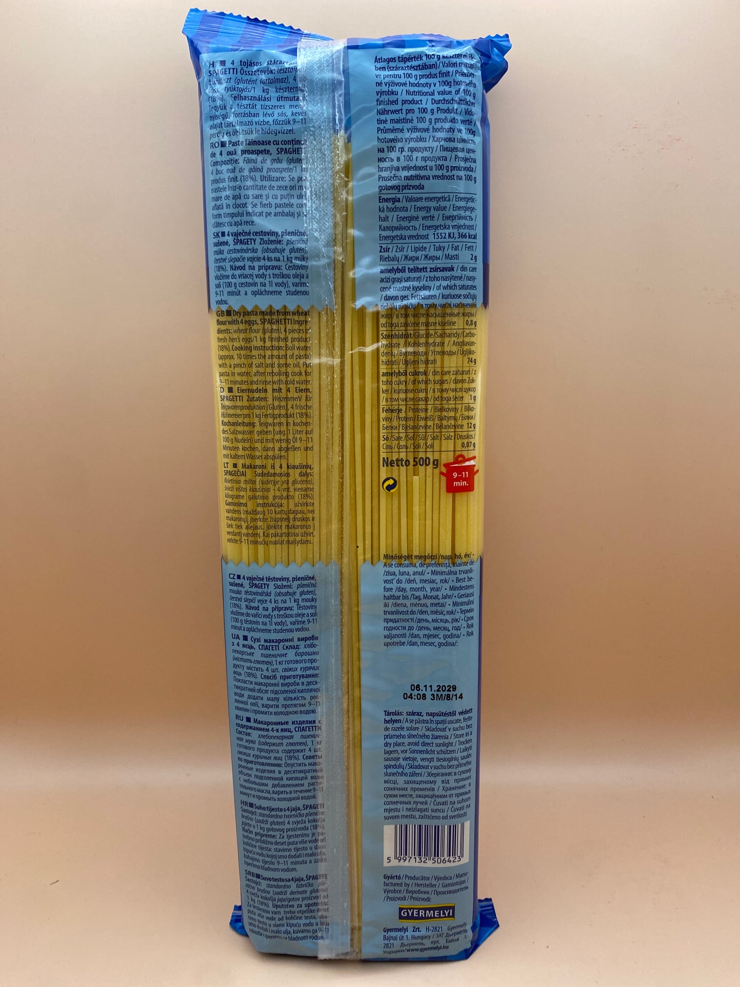 Gyermelyi 4 tojásos száraztészta Spagetti 500g