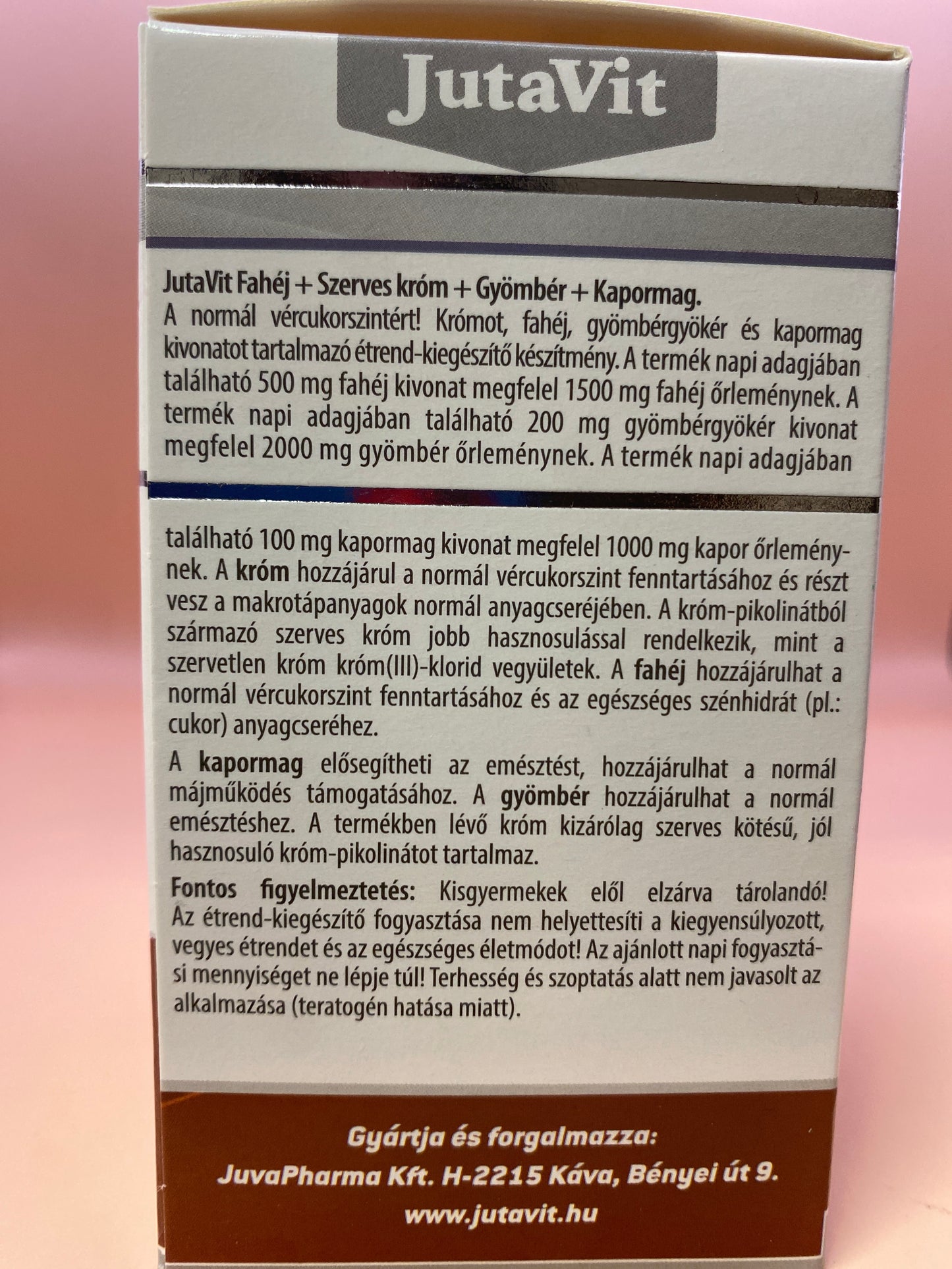 JutaVit Fahéj + Szerves króm + Gyömbér + Kapormag 120 darab filmtabletta