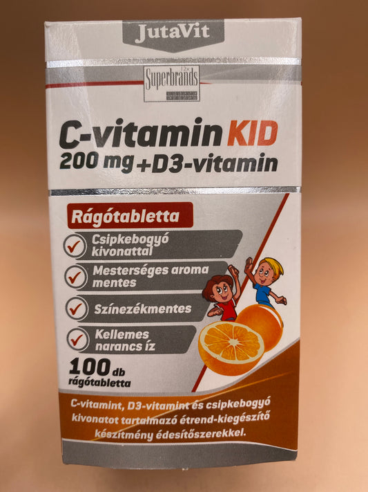 JutaVit C-vitamin KID rágótabletta 200 mg+D3-vitamin 100 darab