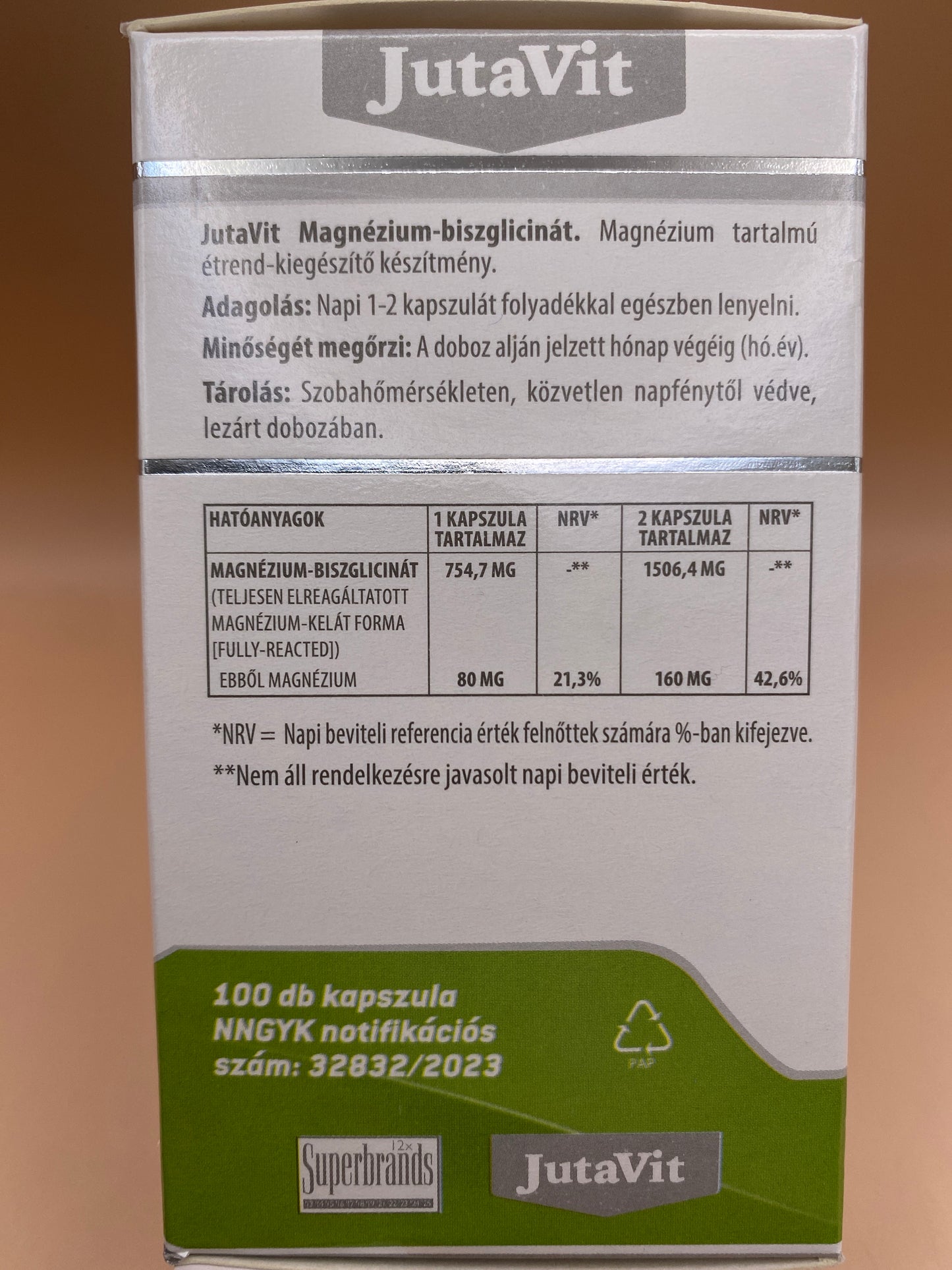 JutaVit Magnézium Biszglicinát  100 darab kapszula