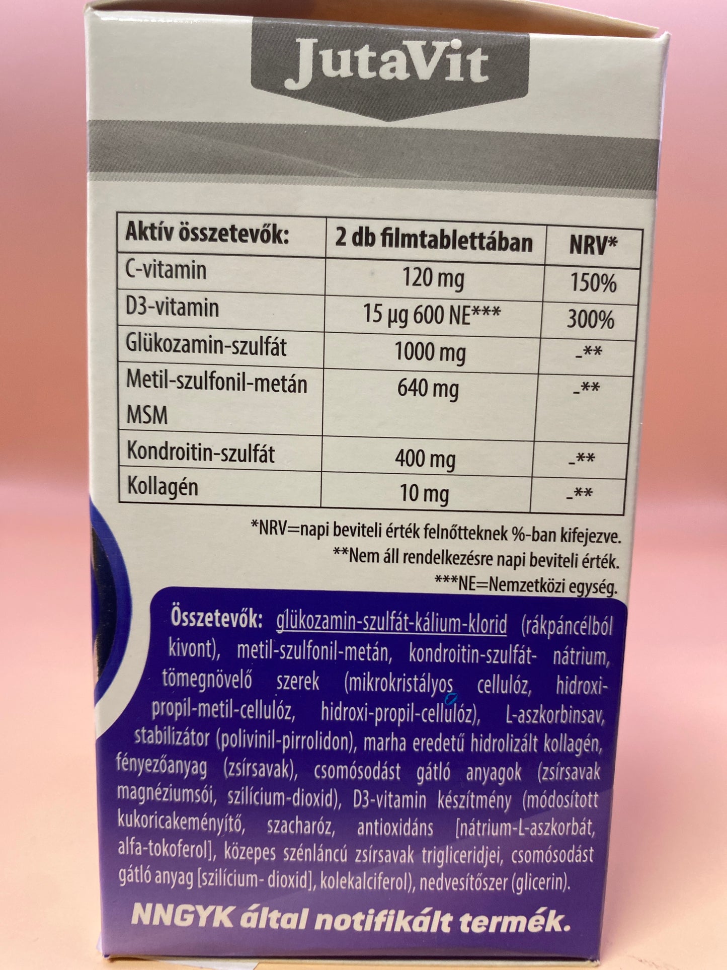 JutaVit Glükozamin Kondroitin Kollagén MSM D+C-vitamin 120 darab filmtabletta